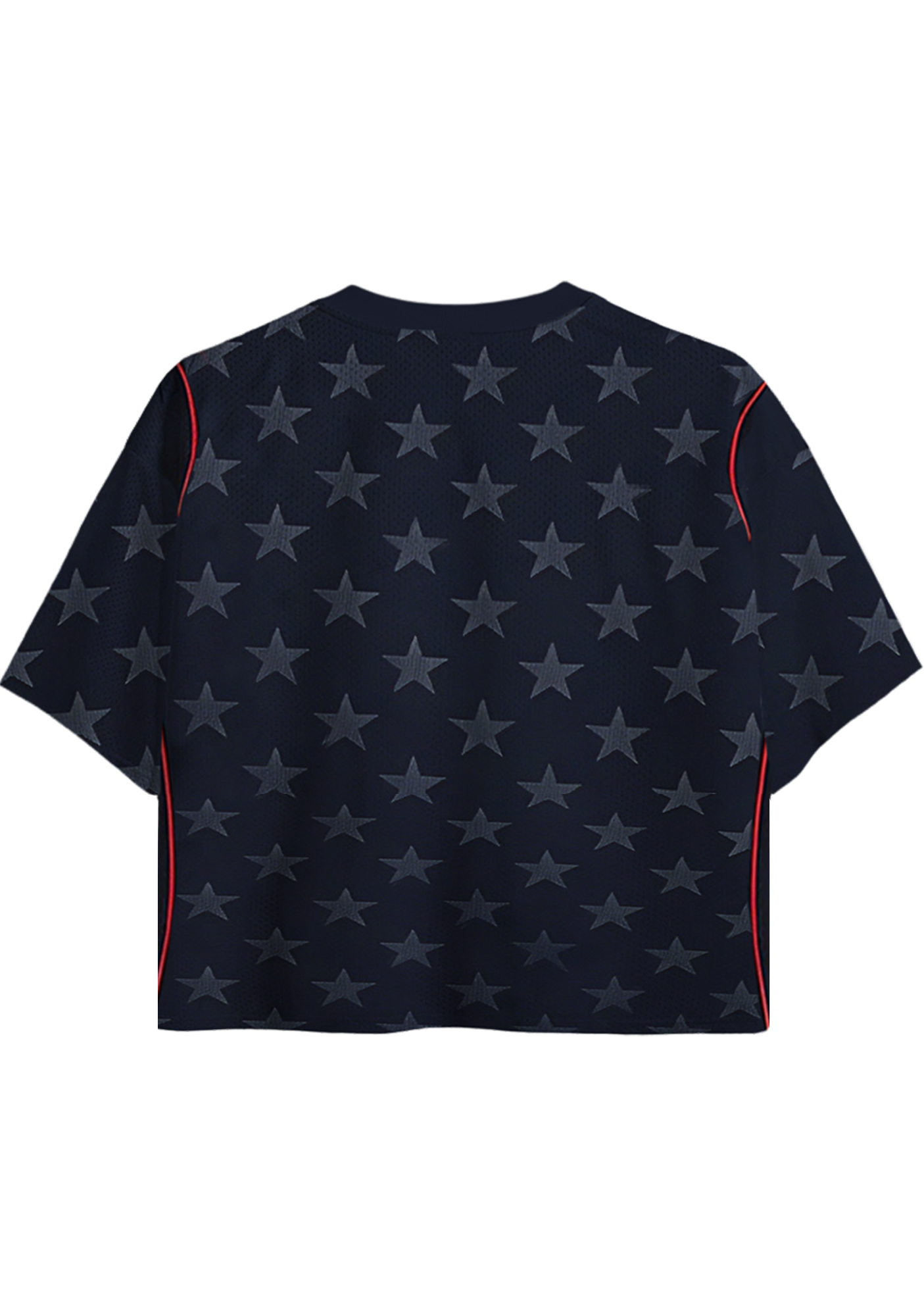 Navy USA Shield Logo Cropped Mesh Jersey Shirt