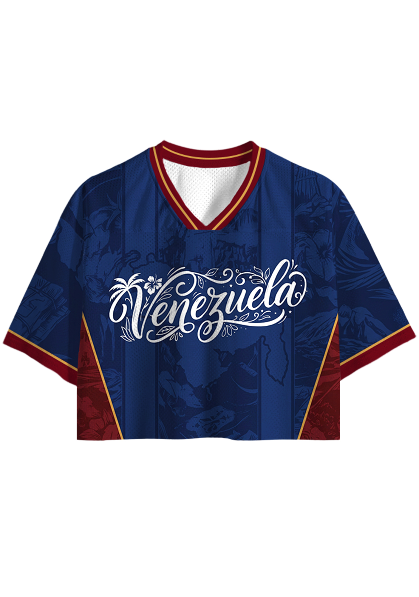 Venezuela Tropical Landscape Script Cropped Jersey Shirt
