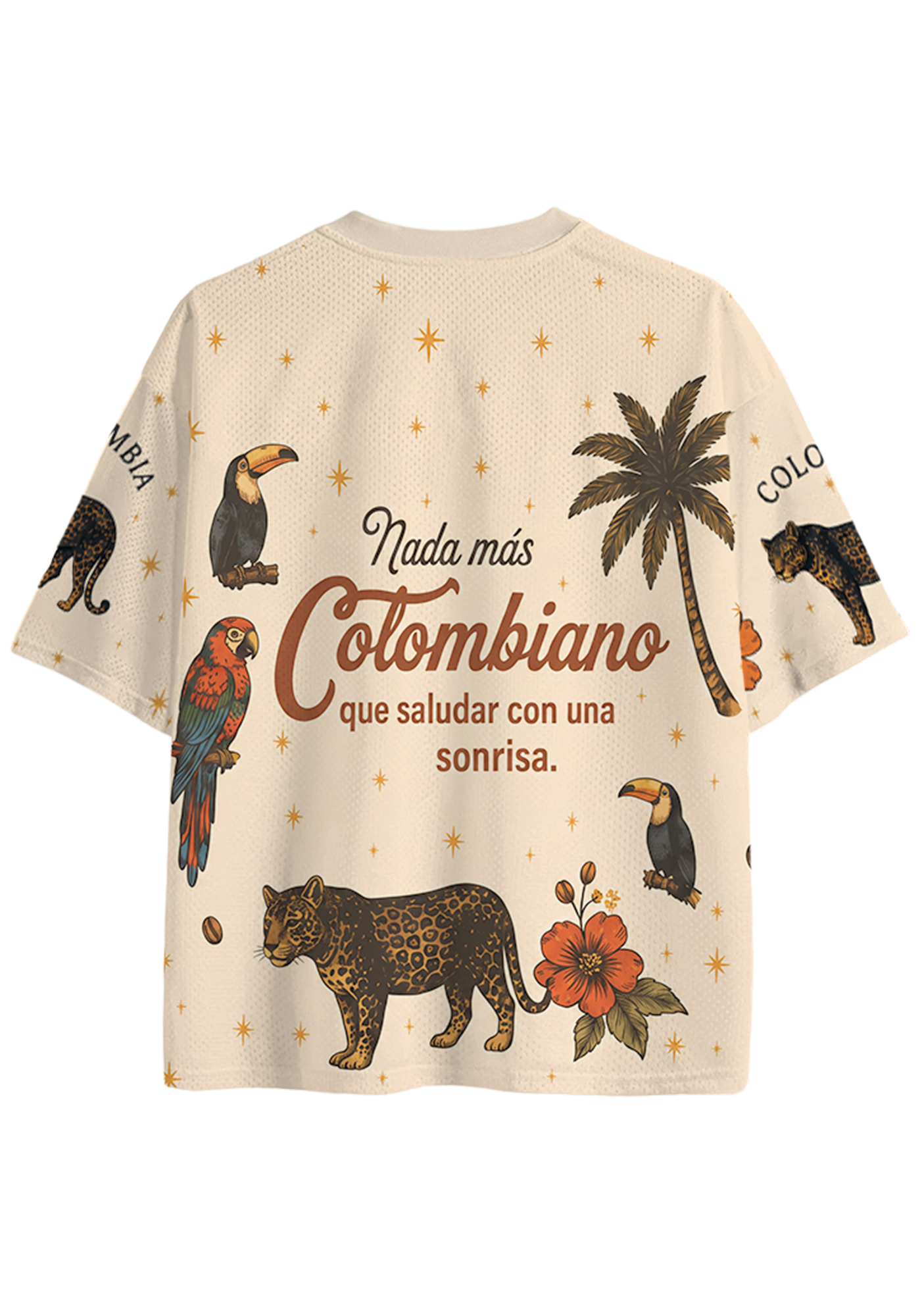Colombia‑Inspired Tropical Wildlife Print Mesh Jersey Shirts