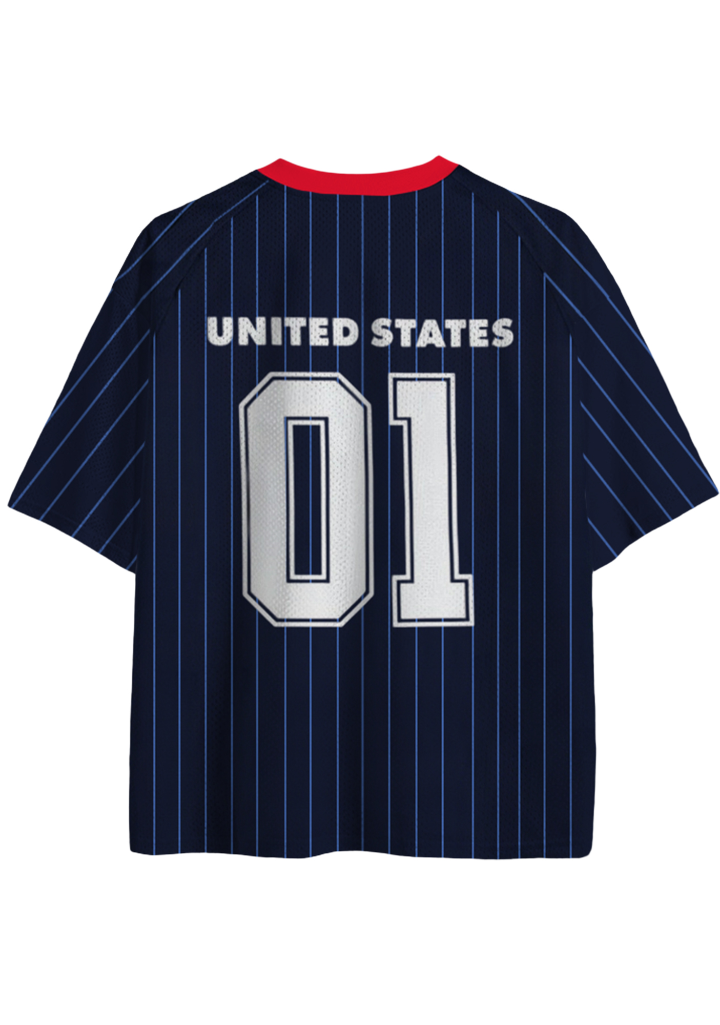 Navy Blue Vertical Stripe USA Mesh Jersey Shirts