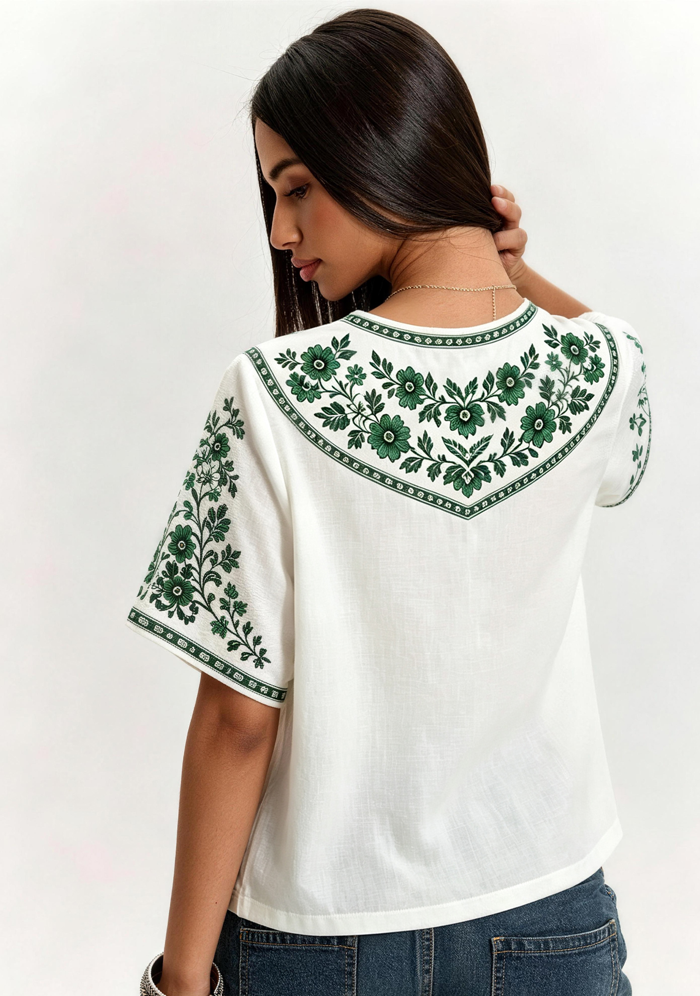 Boho Saskatchewan Roughriders Floral V-Neck Blouse