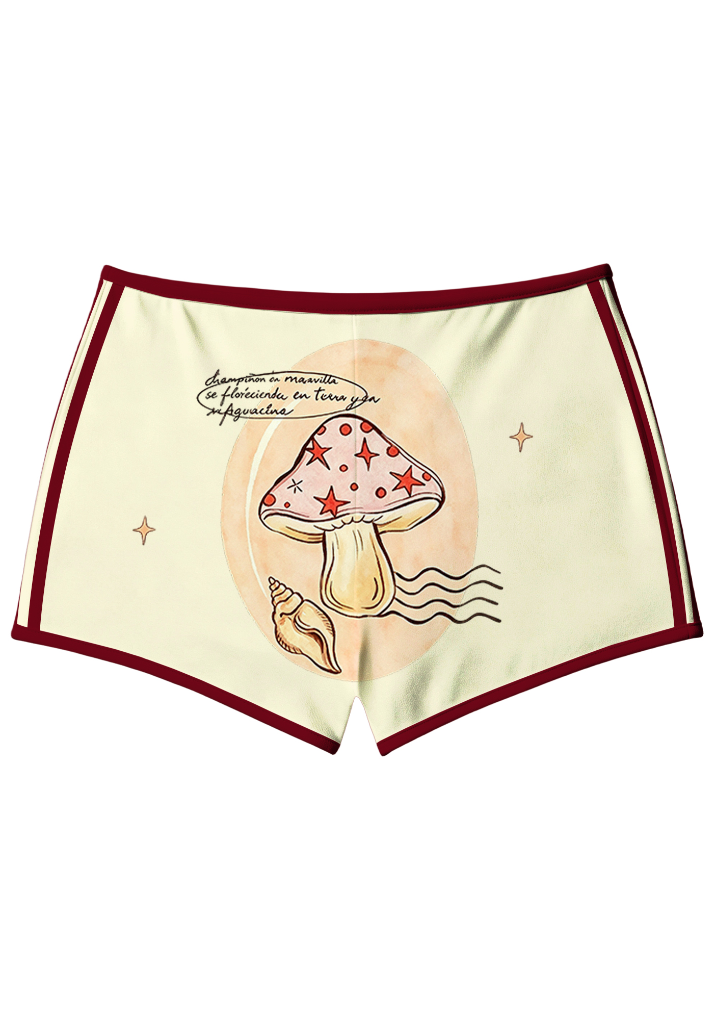 Fairy‑Core Mushroom Doodle Booty Shorts