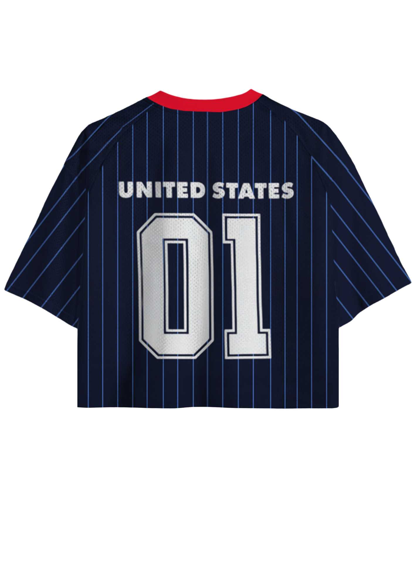  Navy Blue Vertical Stripe USA Cropped Mesh Jersey Shirt