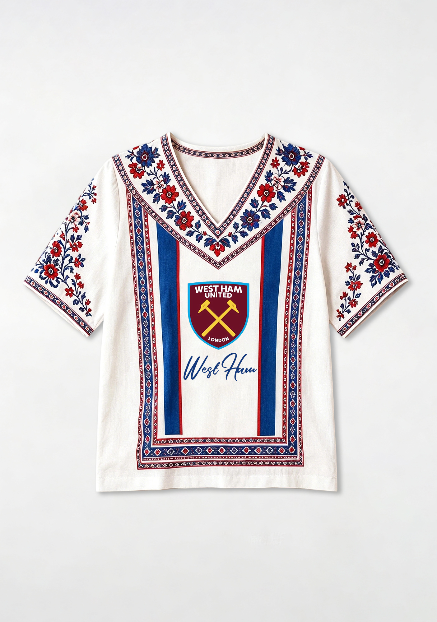 Boho Floral Featuring West Ham United V-Neck Blouse