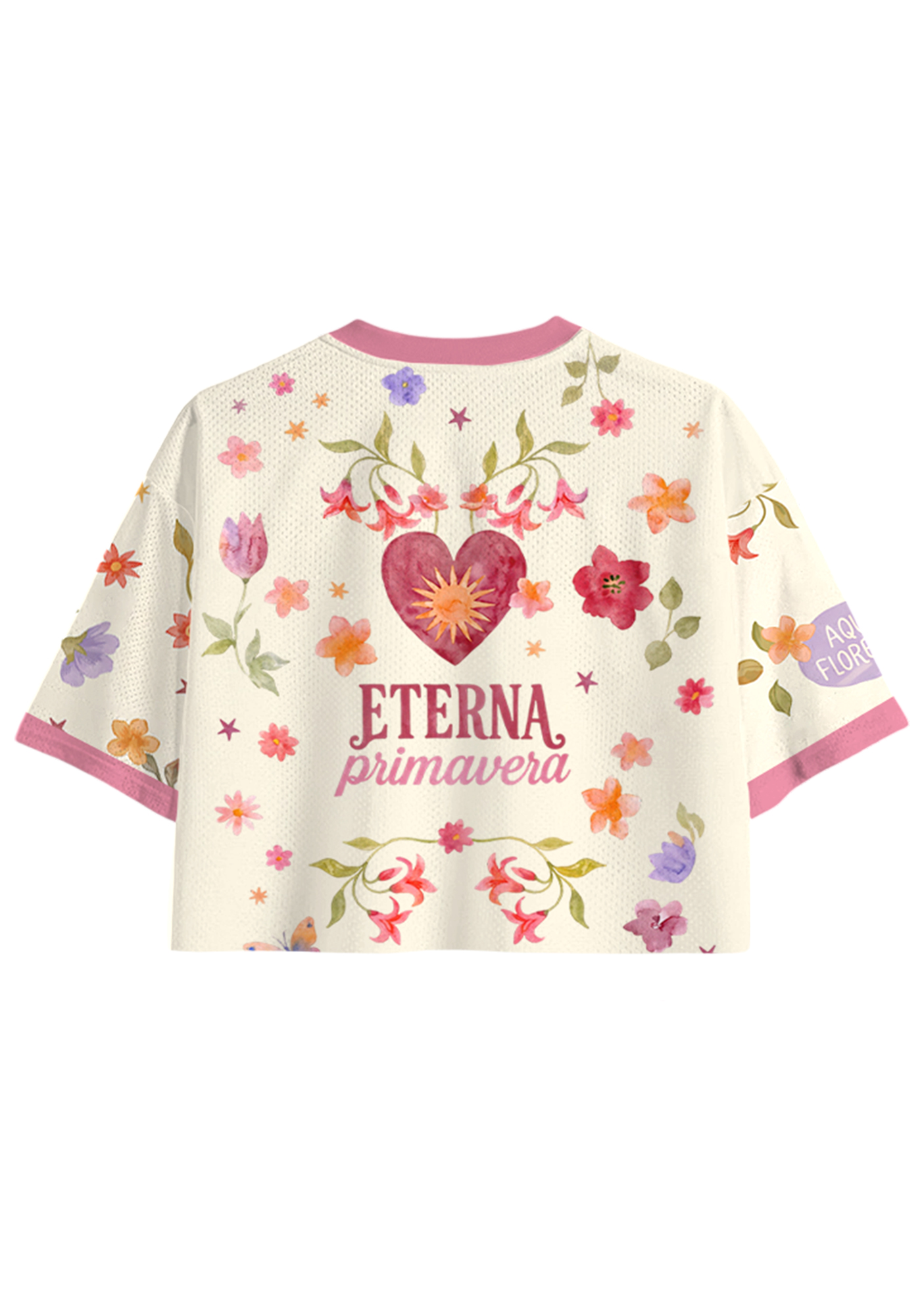 Medellin Floral Hummingbird Graphic Cropped Jersey Shirt