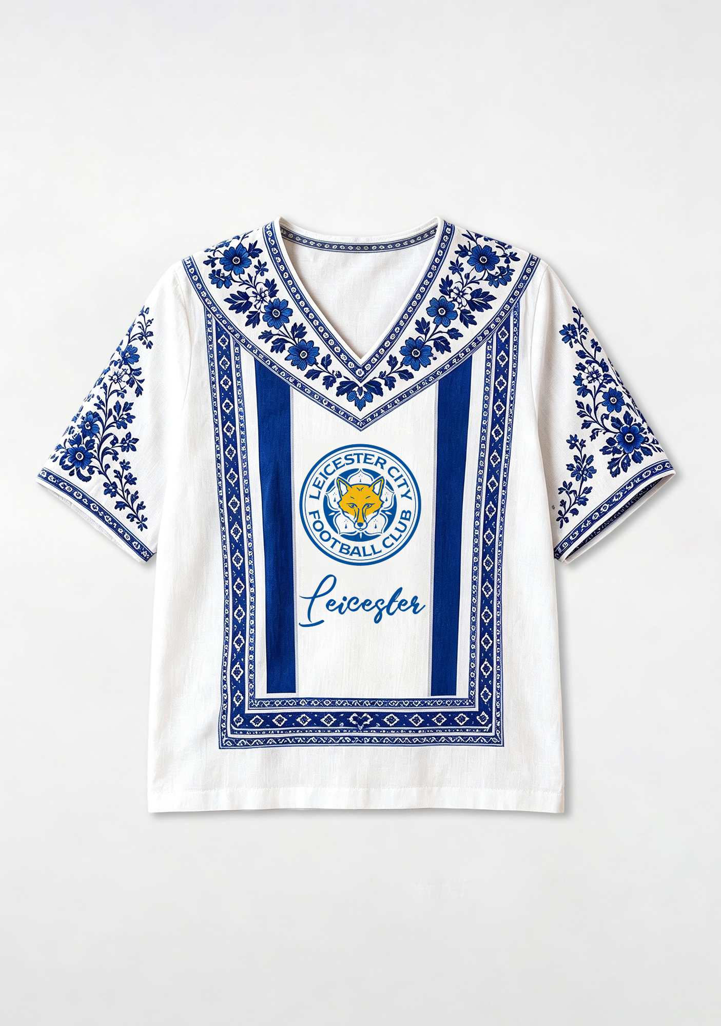 Boho Floral Featuring Leicester City V-Neck Blouse