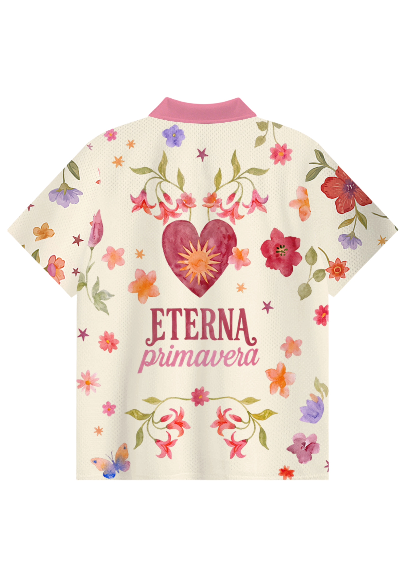 Medellin Floral Hummingbird Graphic Collared Jersey Shirt