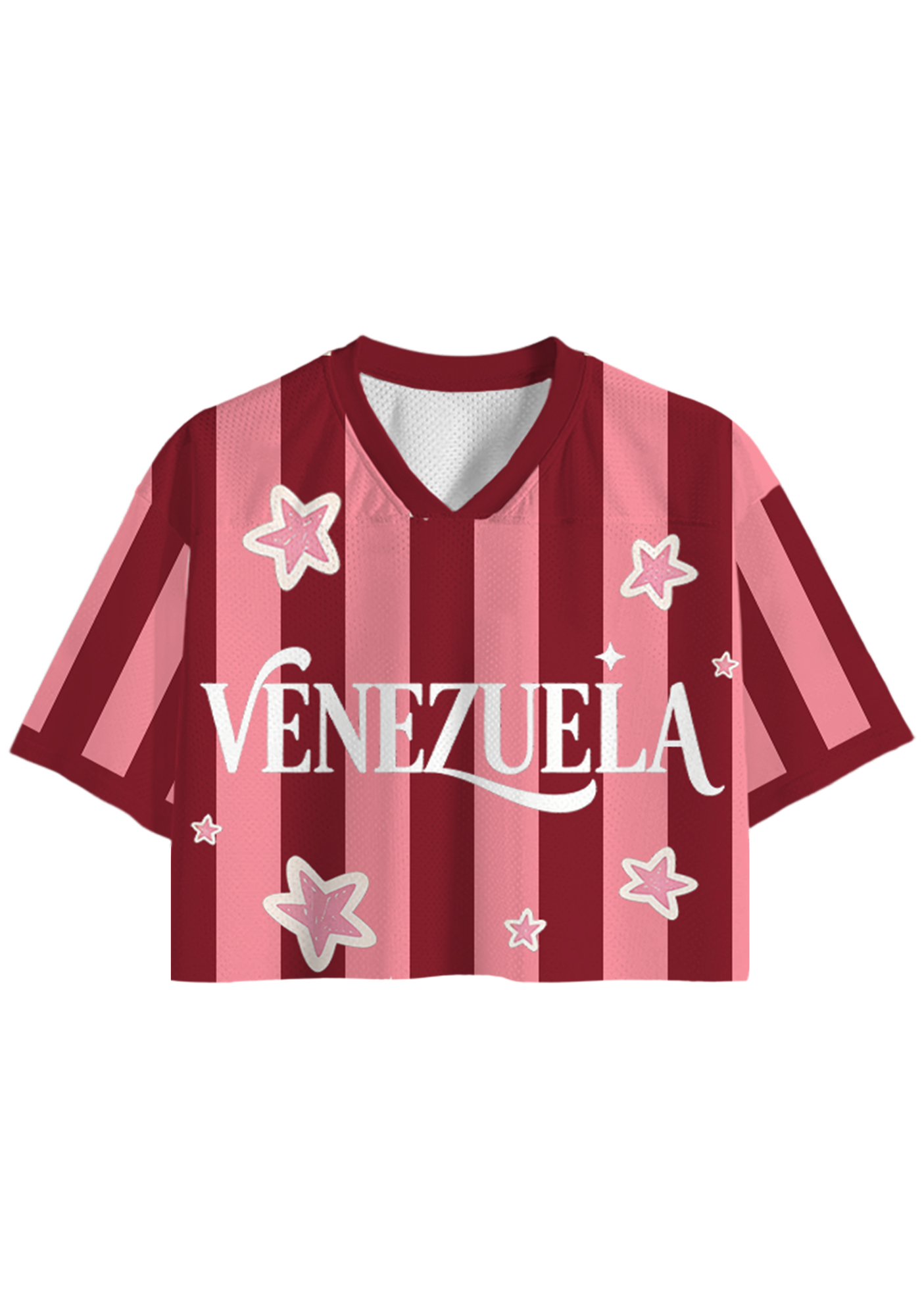 Retro Venezuela Star Striped Cropped Jersey Shirt