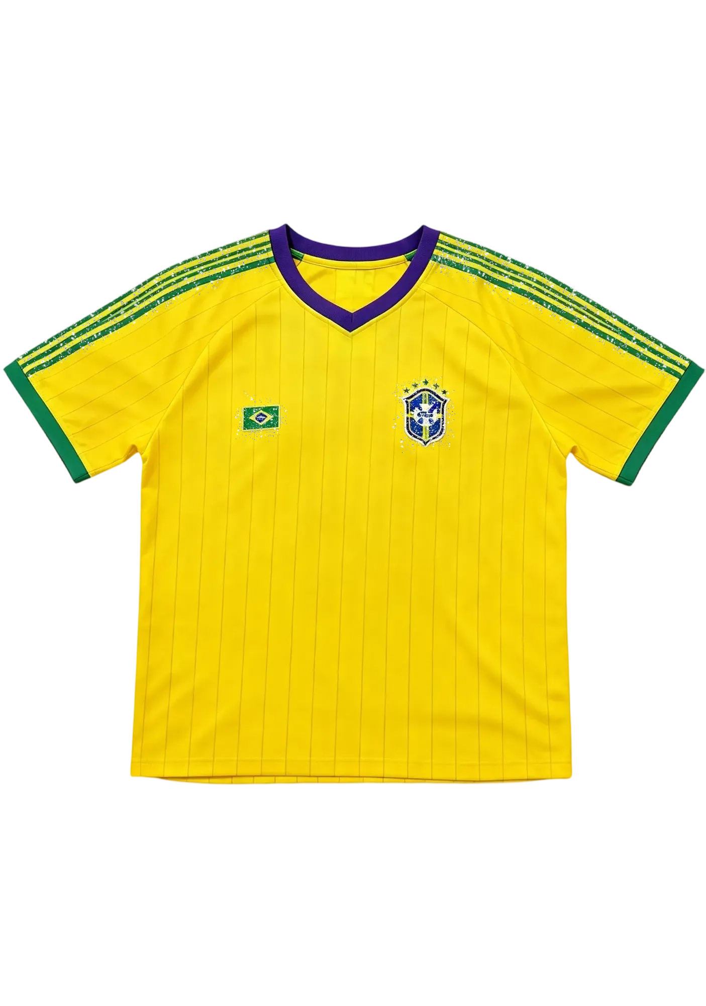 Brazil Glitter Striped Jersey Shirts