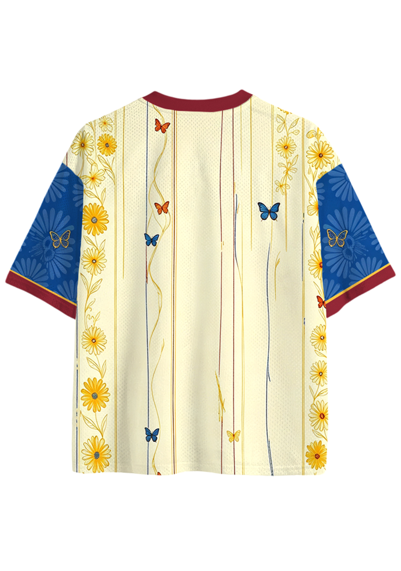 Colombia Daisy Butterfly Vine Striped Art Print Mesh Jersey Shirts