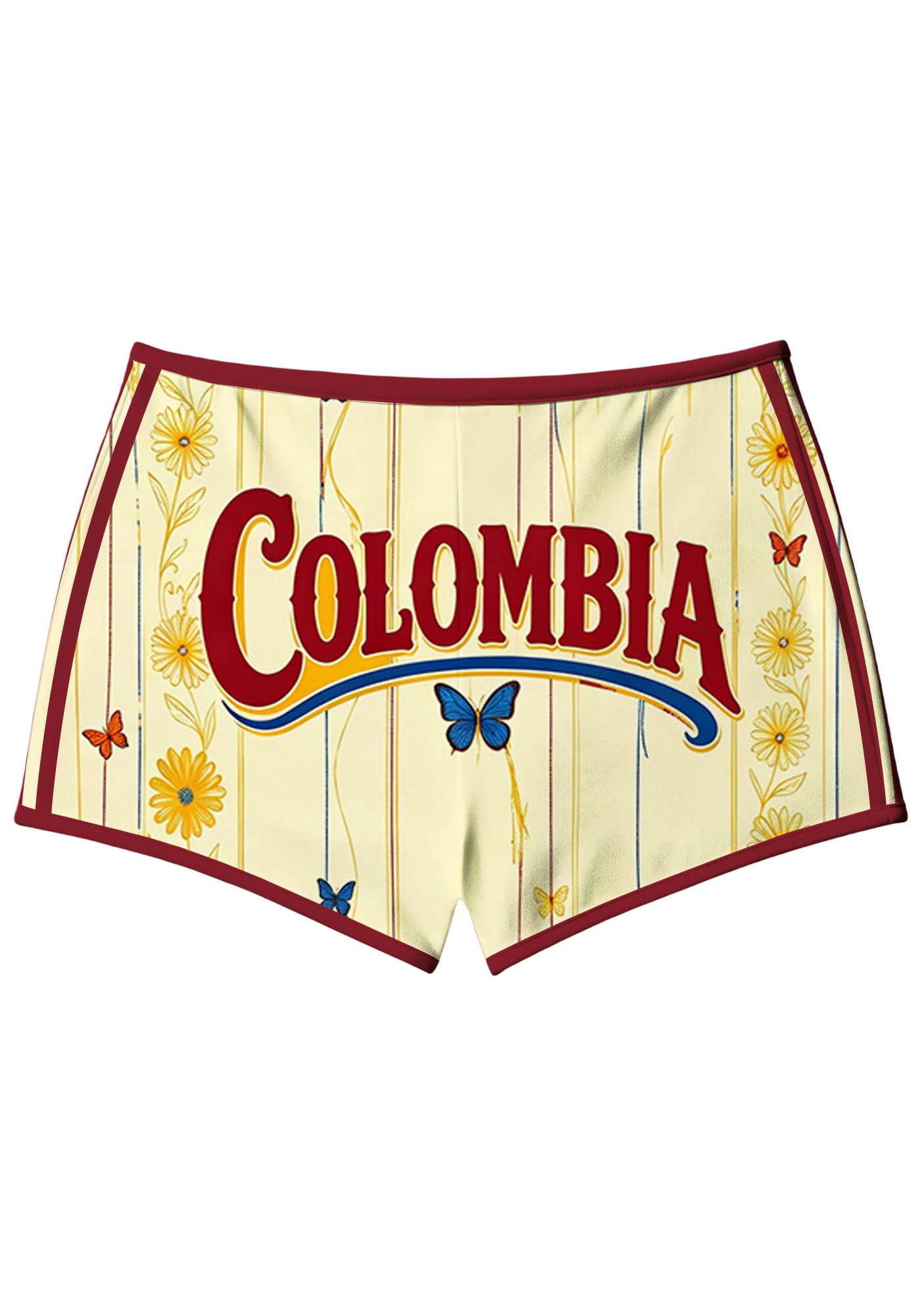 Number 10 Daisy Butterfly Vertical Stripe Booty Shorts