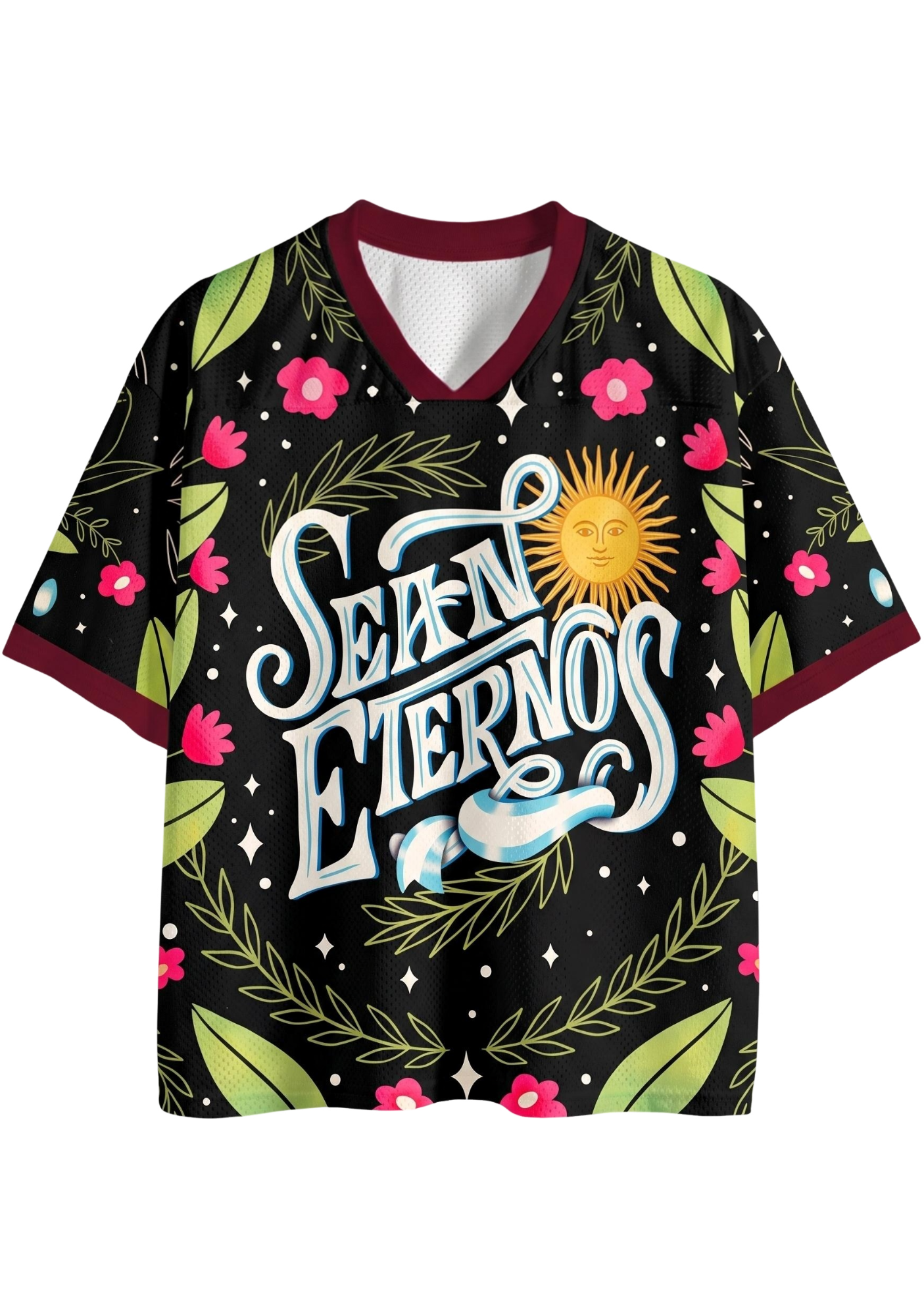Vintage Sean Eternos Sun Floral Mesh Jersey Shirts