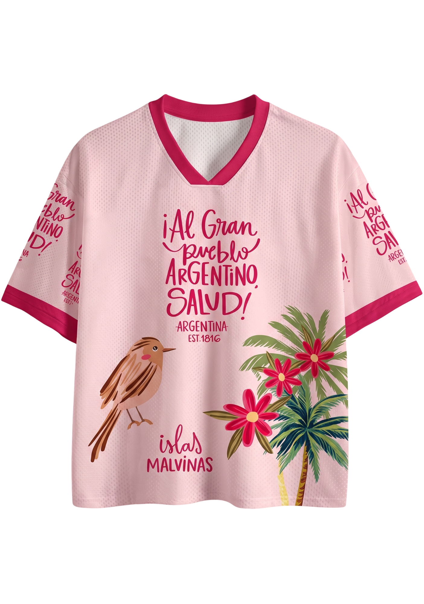 Argentina Tropical Bird Floral Mesh Jersey Shirts