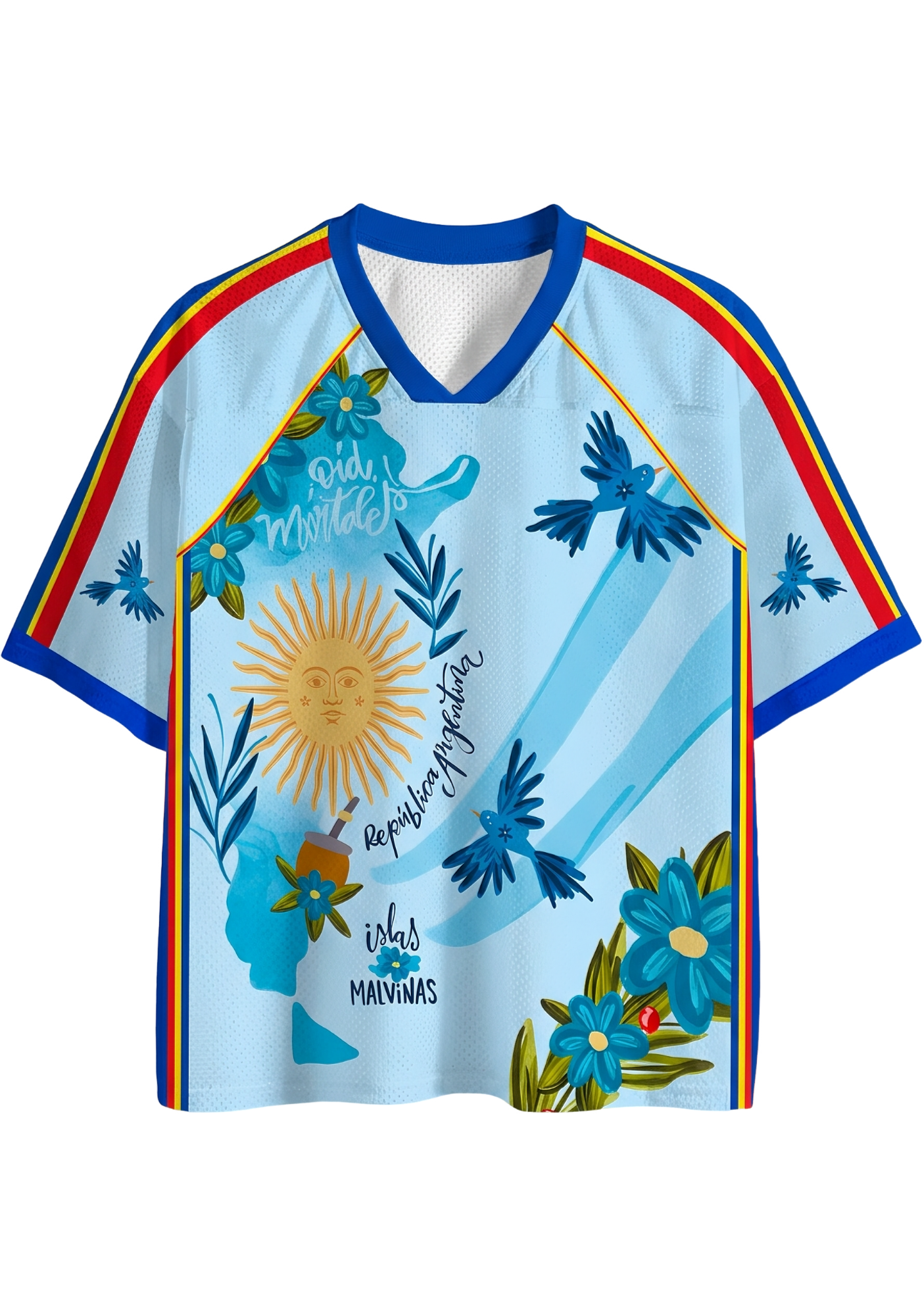 Argentina Sun Bird Tropical Floral  Mesh Jersey Shirts