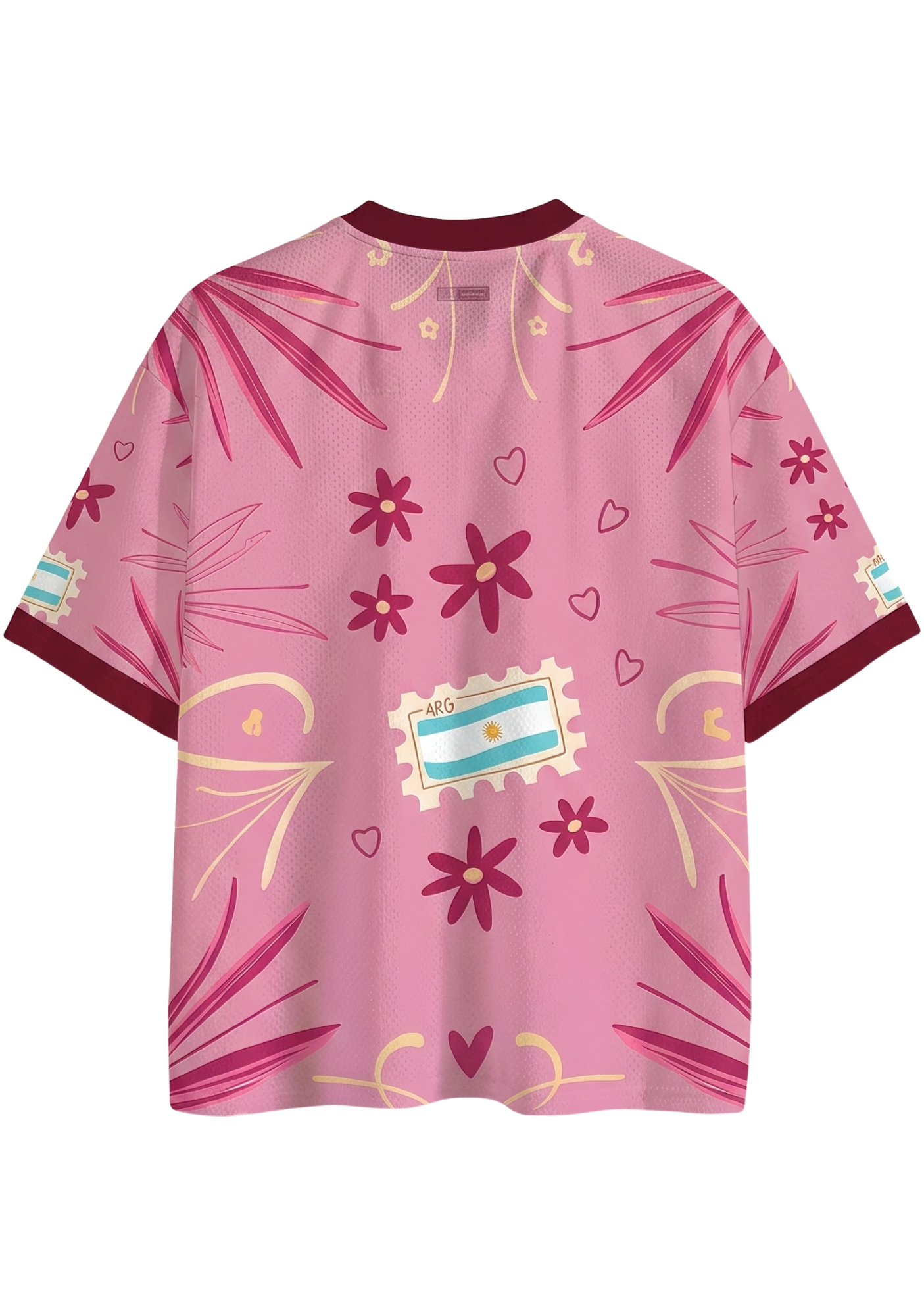 Pink Argentina Map Palm Floral Art Mesh Jersey Shirts