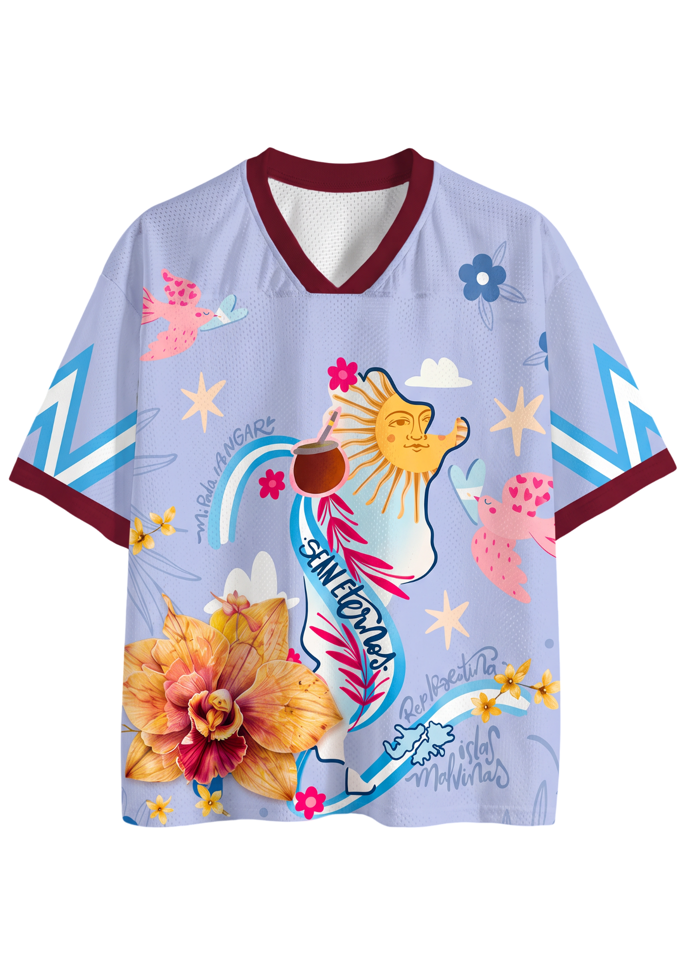 Lilac Argentina Sun Orchid Love Bird Mesh Jersey Shirts