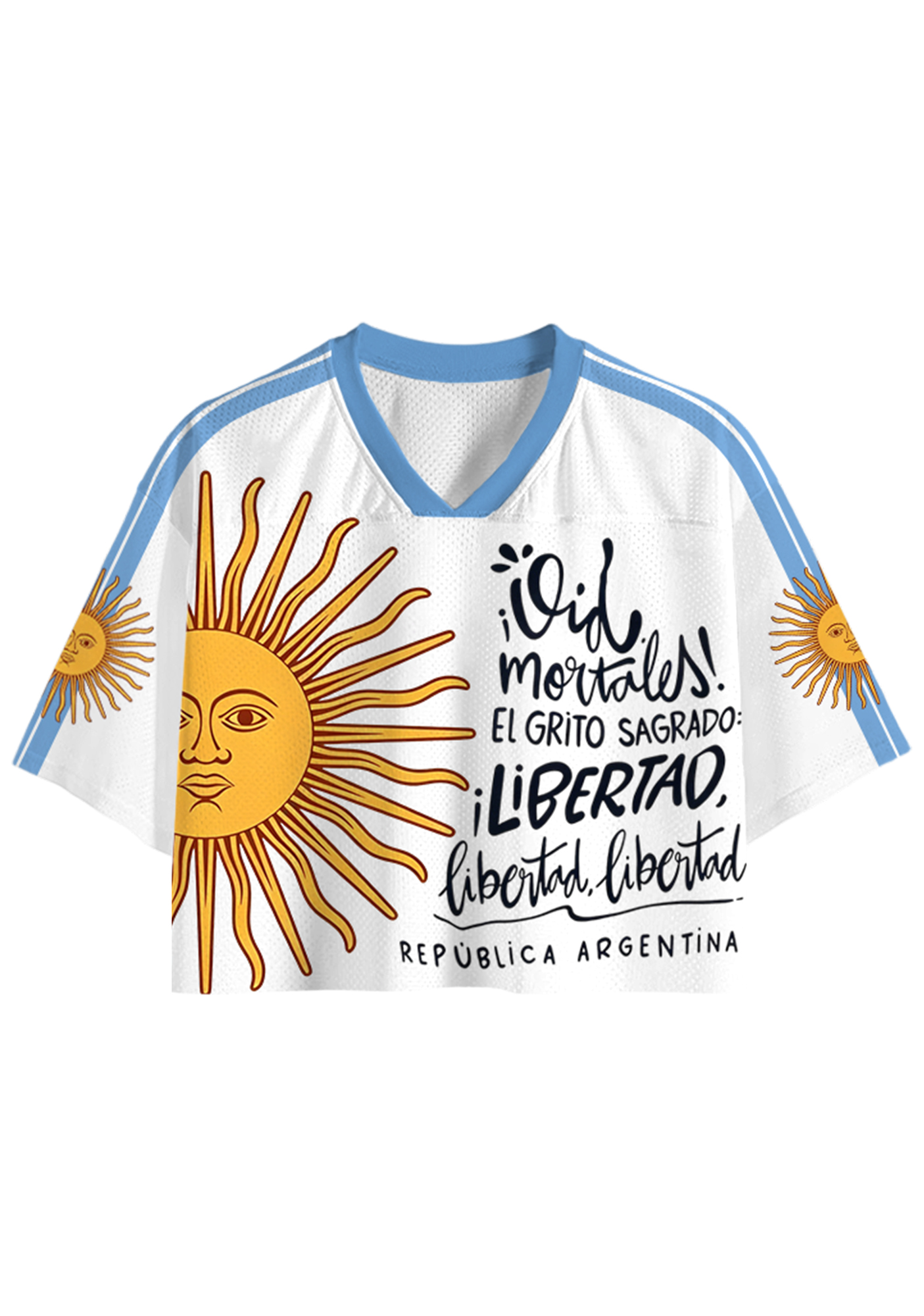 Argentina Sun of May Liberty Graphic Cropped Jersey Shirt