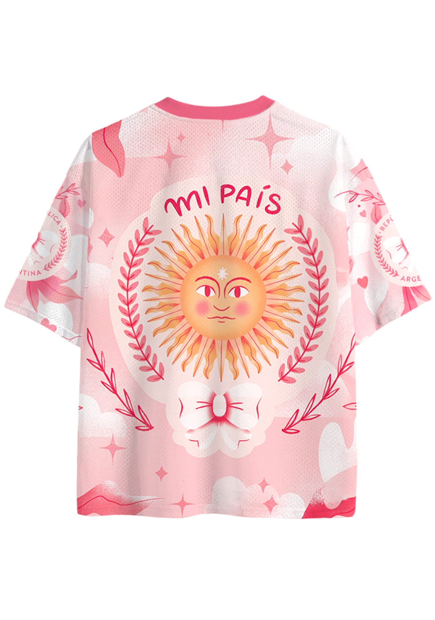 Pink Argentina Sun of May Patriotic Mesh Jersey Shirts
