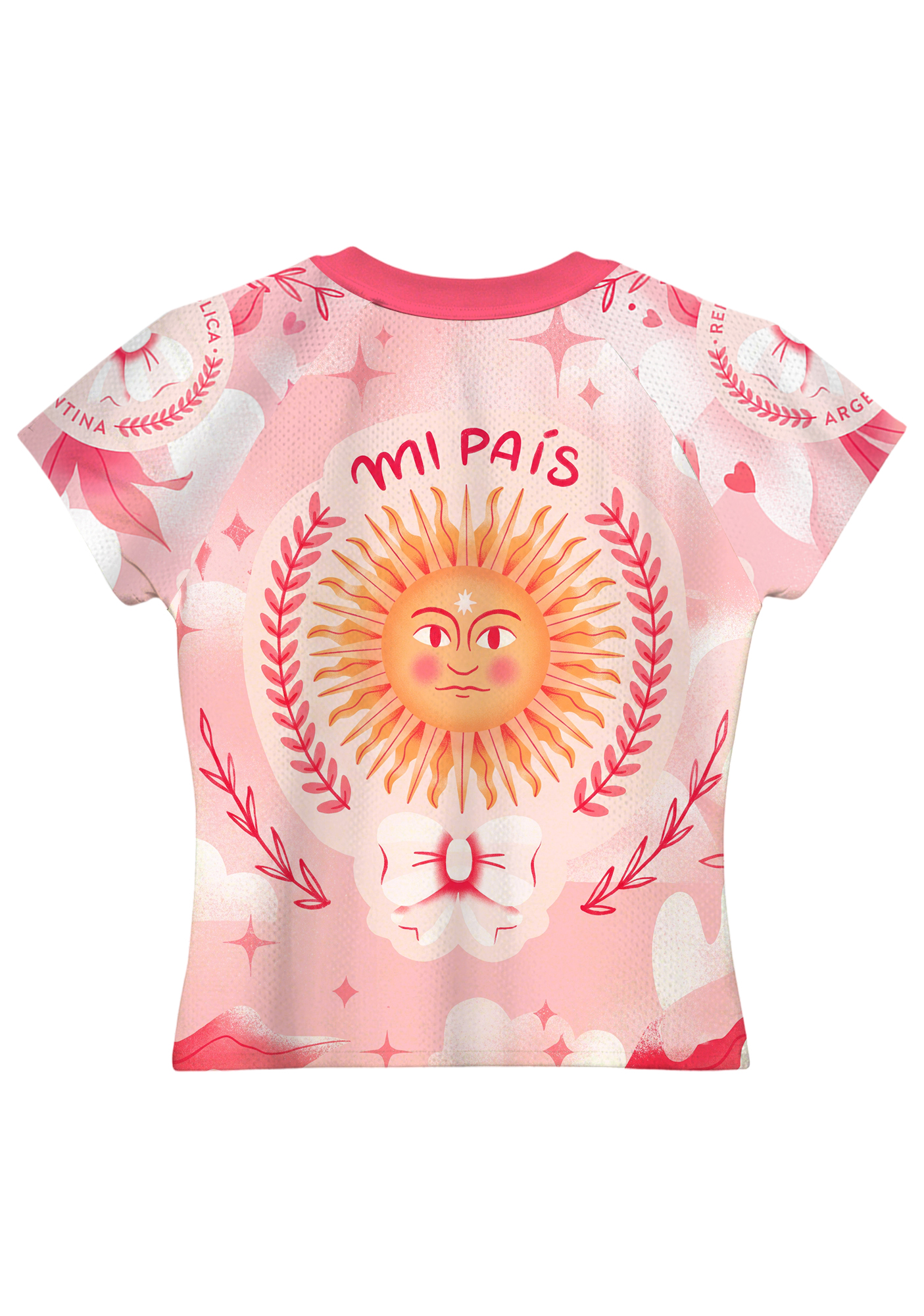 Pink Argentina Sun of May Patriotic Baby Tee