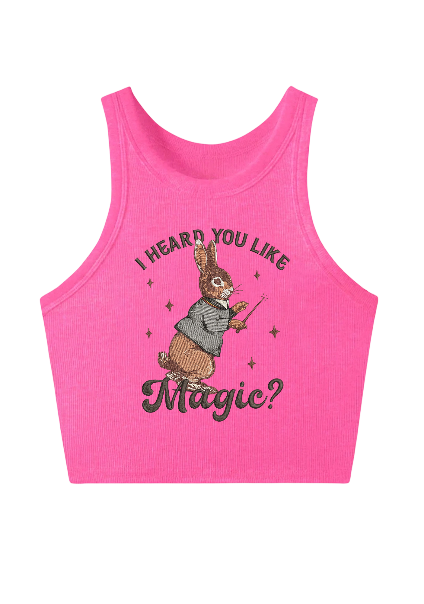 I Heard You Like Magic Embroidery Y2K Crop Tank Top