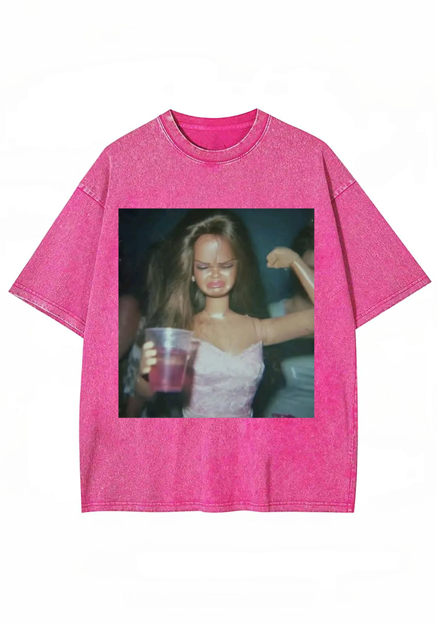 Drunk Party Barbie Meme Y2K Washed Tee