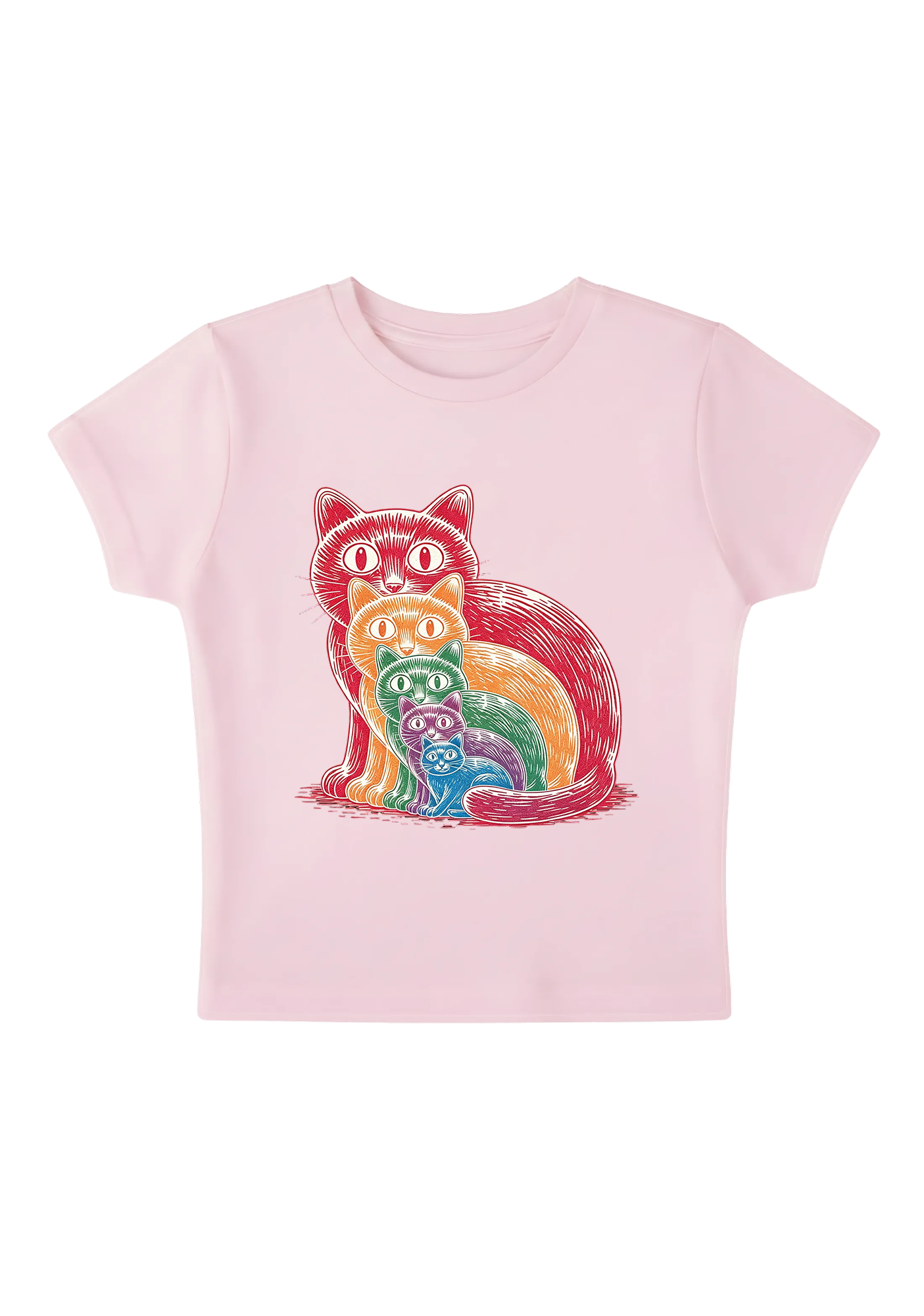 Rainbow Cat Y2K Baby Tee