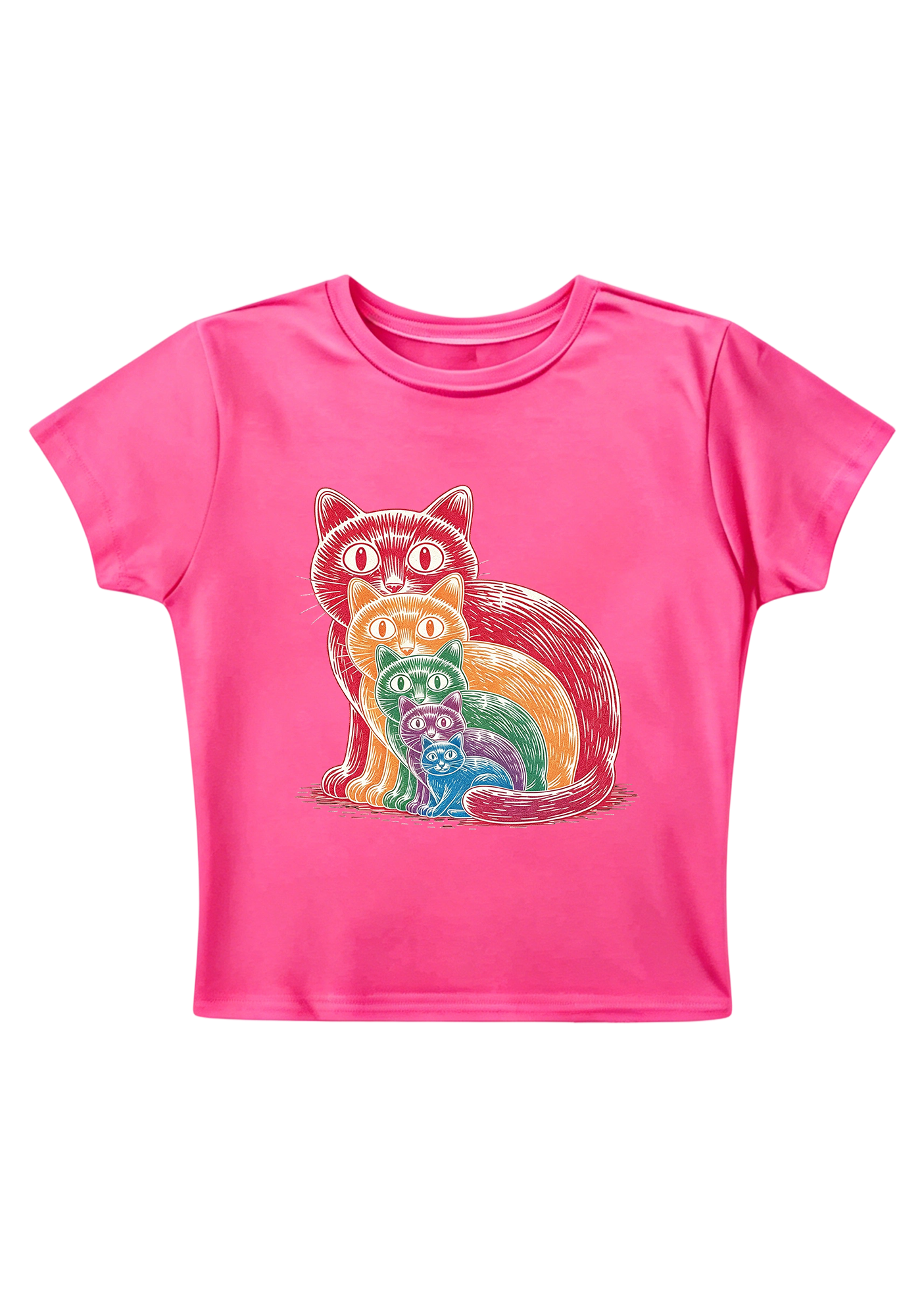Rainbow Cat Y2K Baby Tee