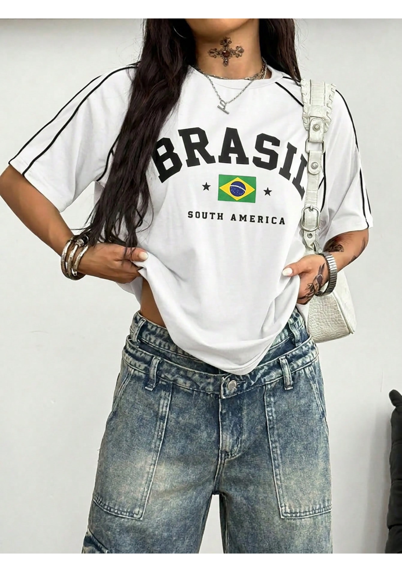 Brasil Flag Letter Print Jersey Shirts