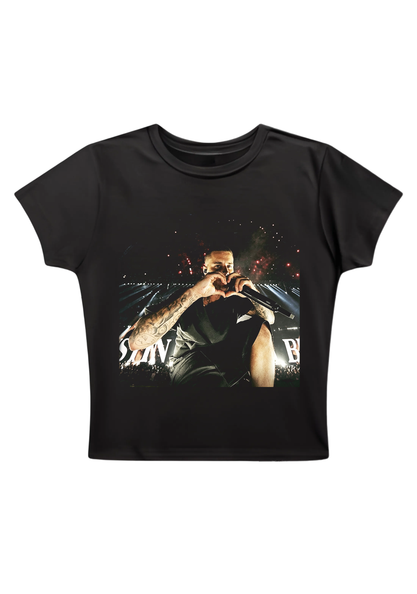 Justin Bieber Live Concert Heart Hands Photo Y2K Baby Tee