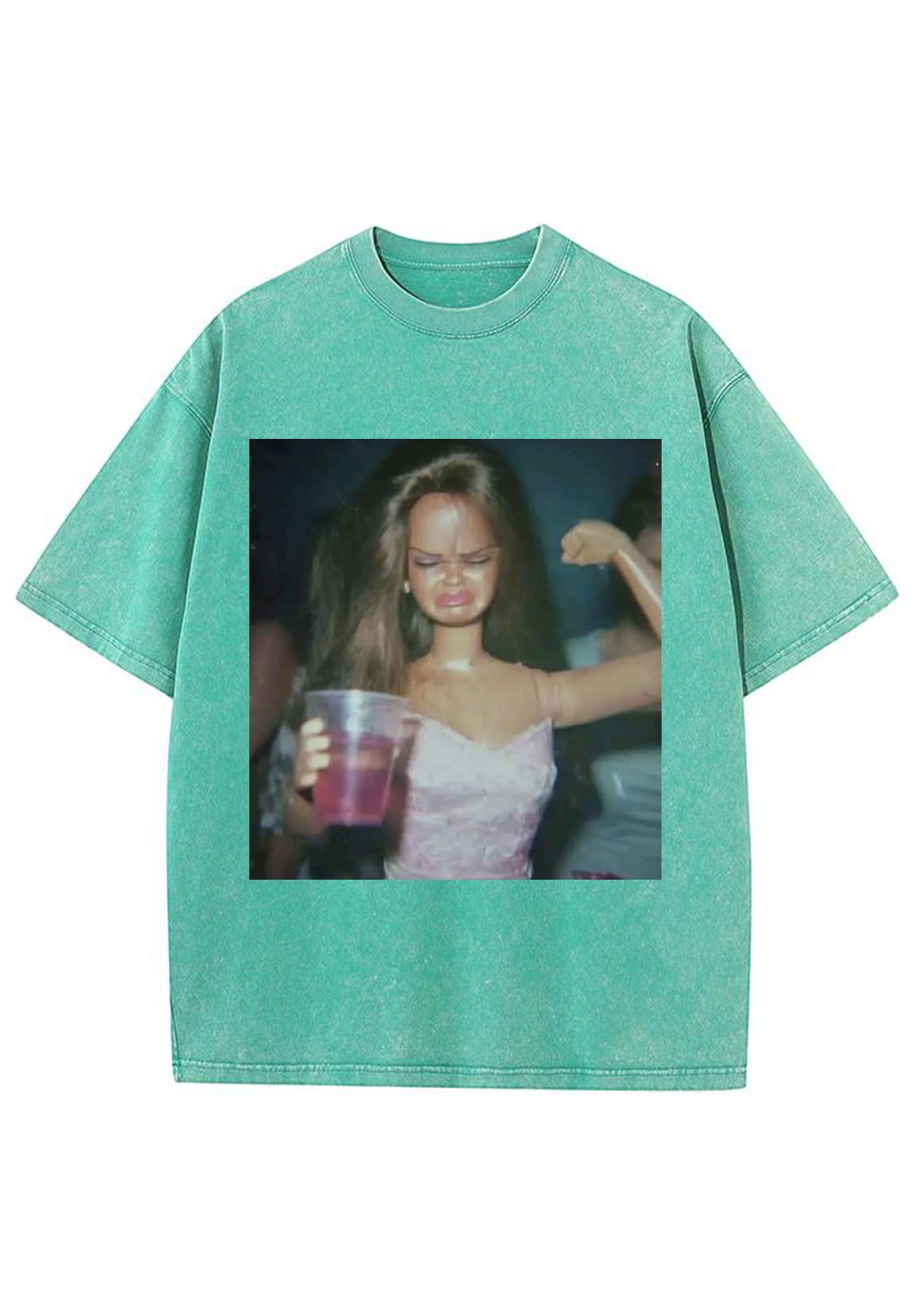 Drunk Party Barbie Meme Y2K Washed Tee
