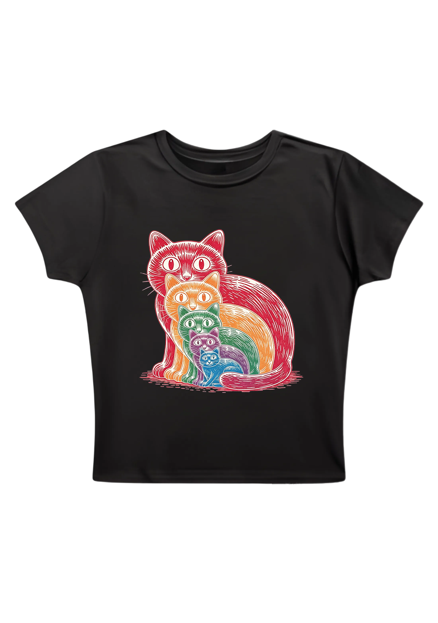 Rainbow Cat Y2K Baby Tee