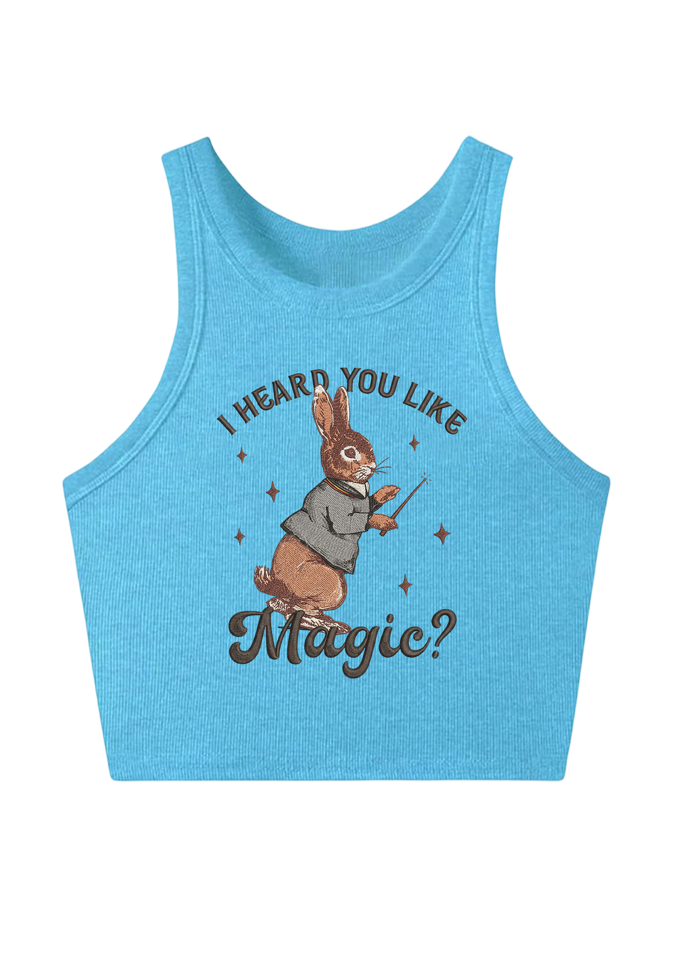 I Heard You Like Magic Embroidery Y2K Crop Tank Top