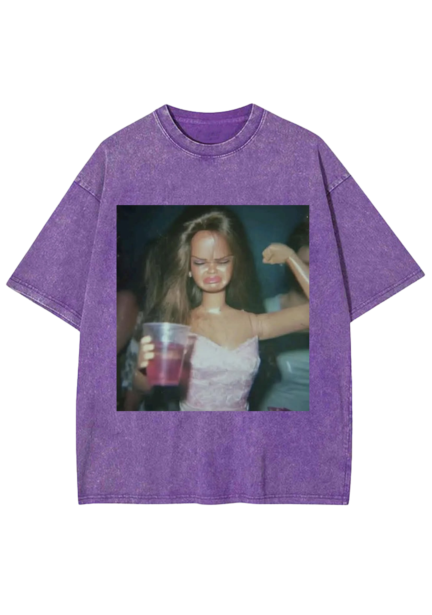 Drunk Party Barbie Meme Y2K Washed Tee