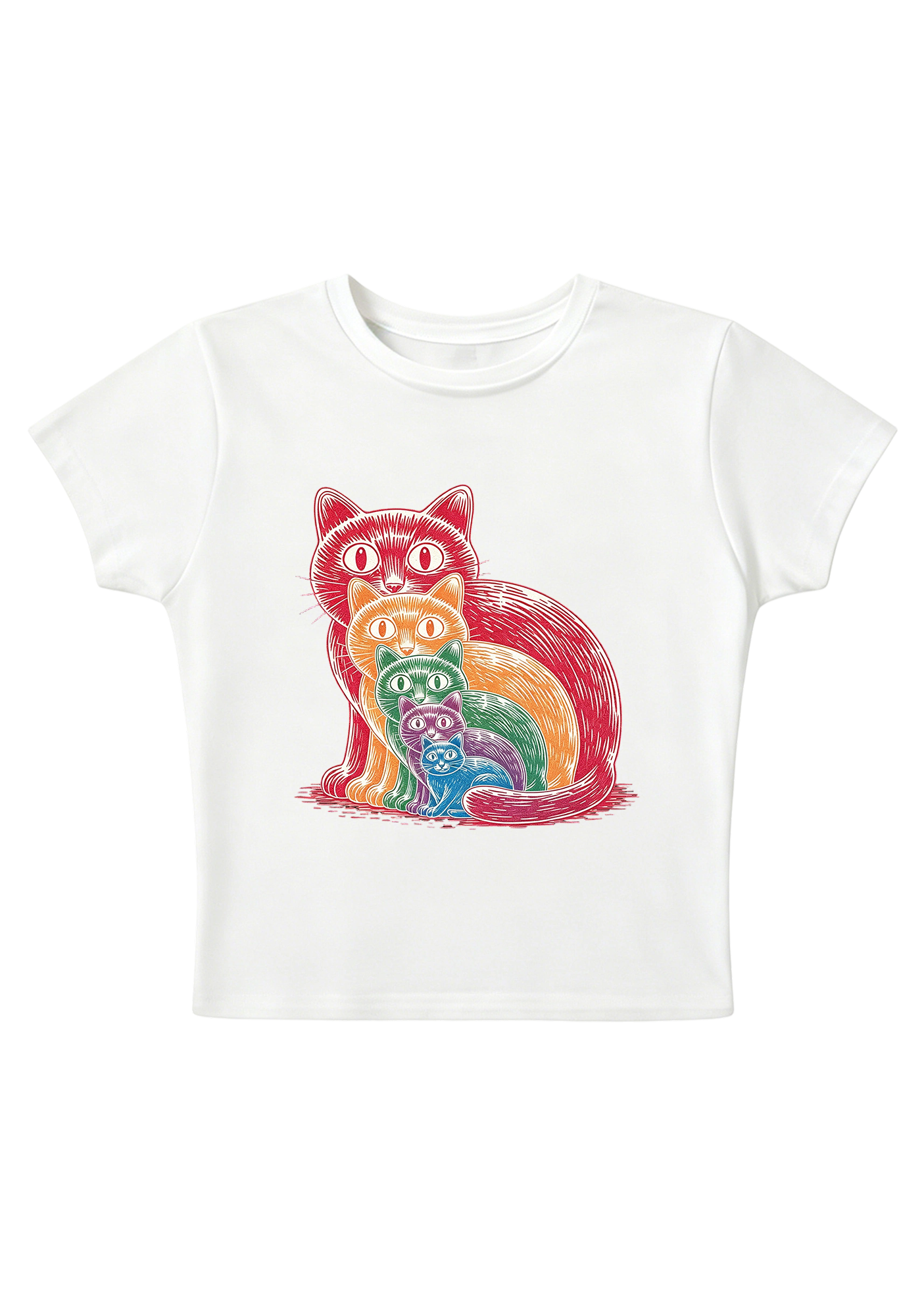 Rainbow Cat Y2K Baby Tee