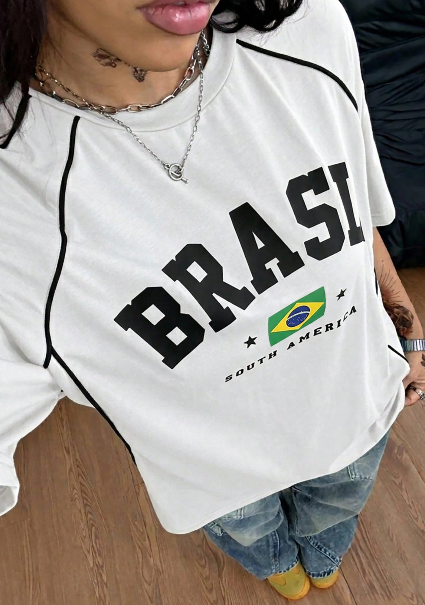 Brasil Flag Letter Print Jersey Shirts