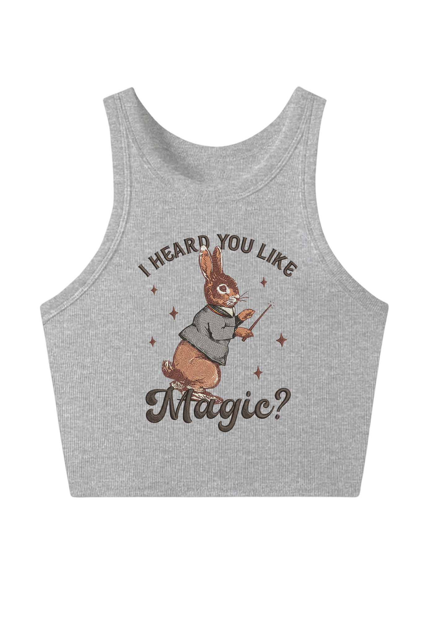 I Heard You Like Magic Embroidery Y2K Crop Tank Top