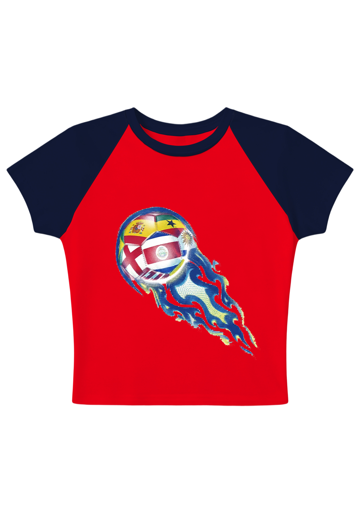 Soccer World Cup Raglan Y2K Baby Tee