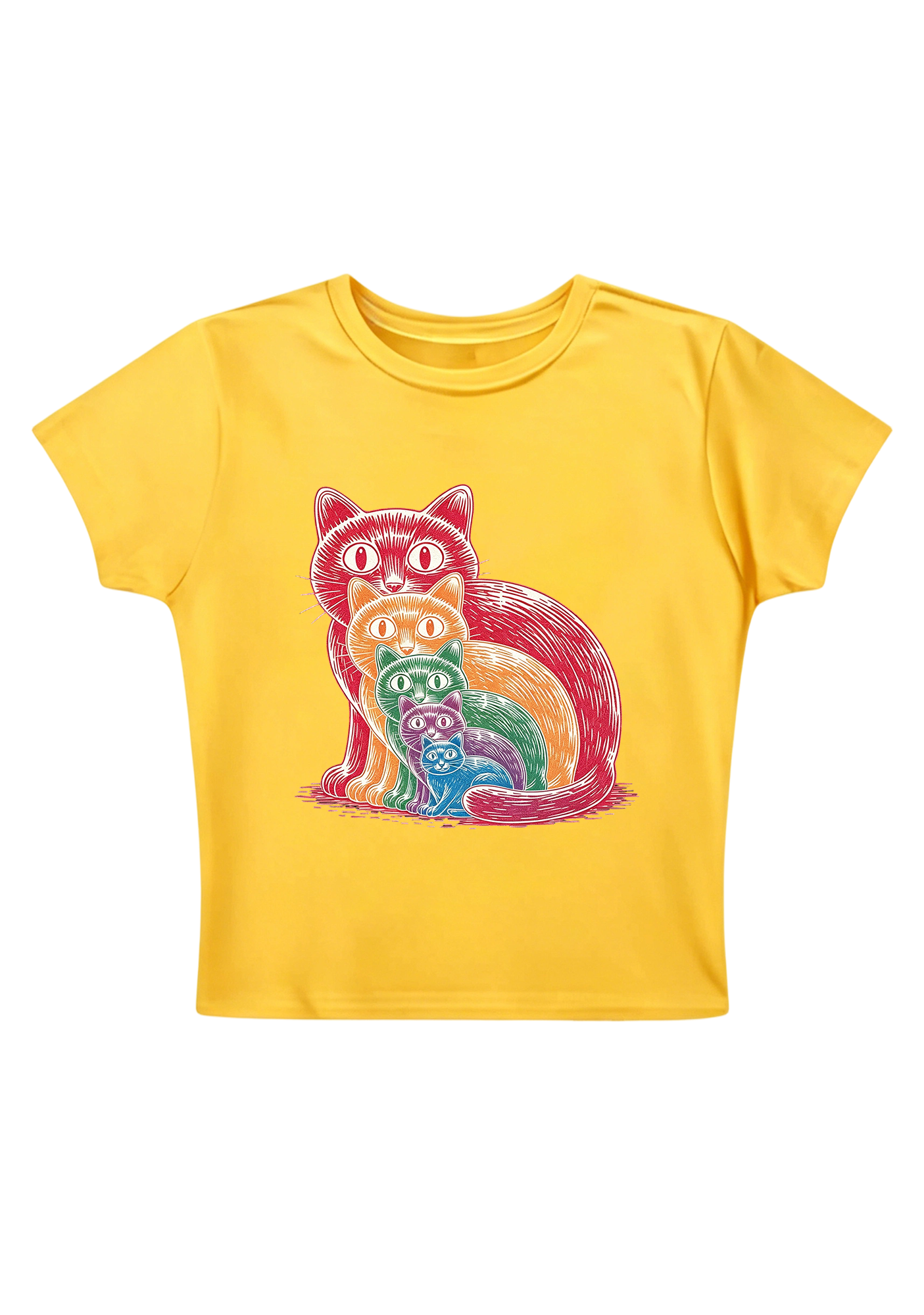 Rainbow Cat Y2K Baby Tee