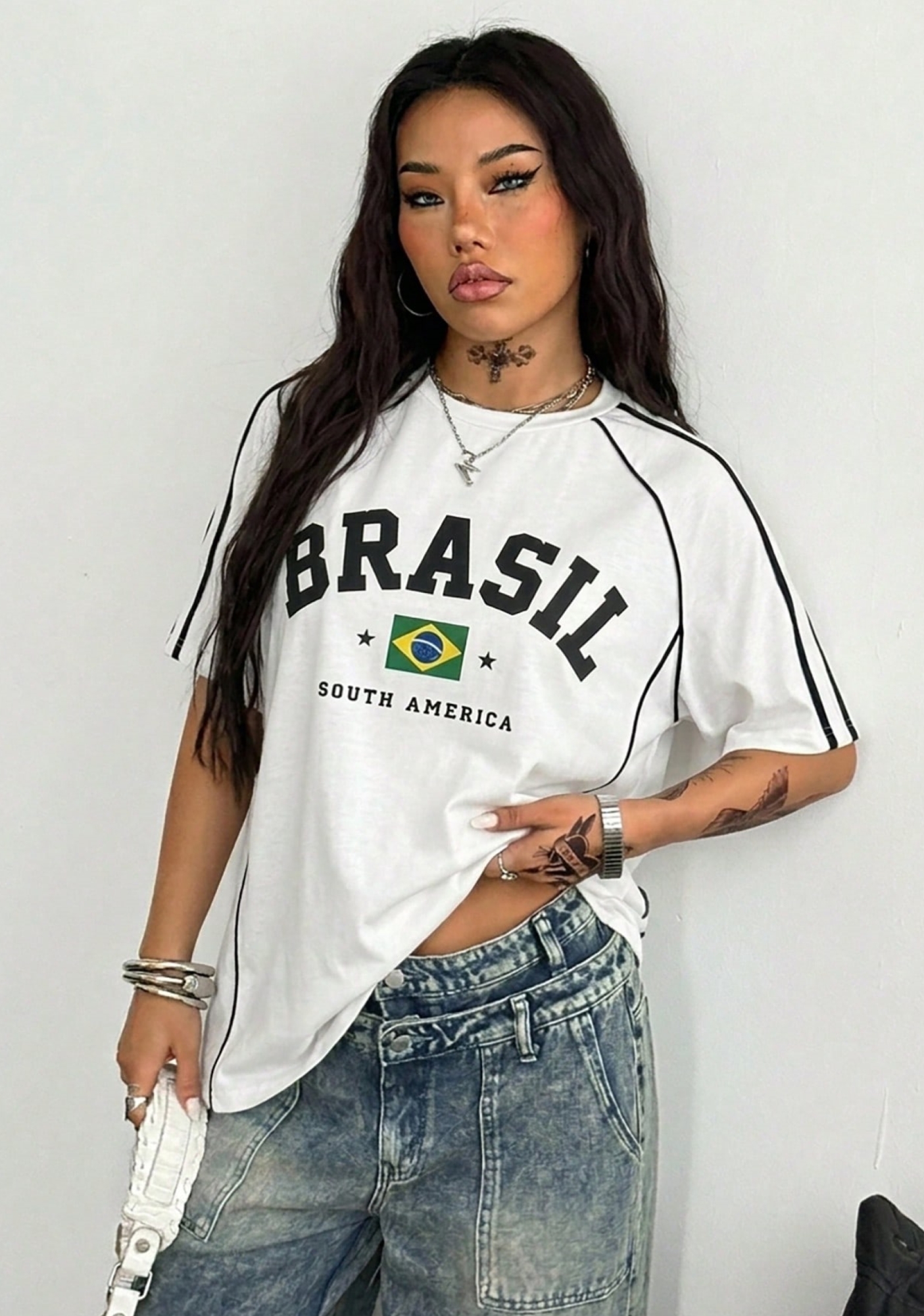 Brasil Flag Letter Print Jersey Shirts