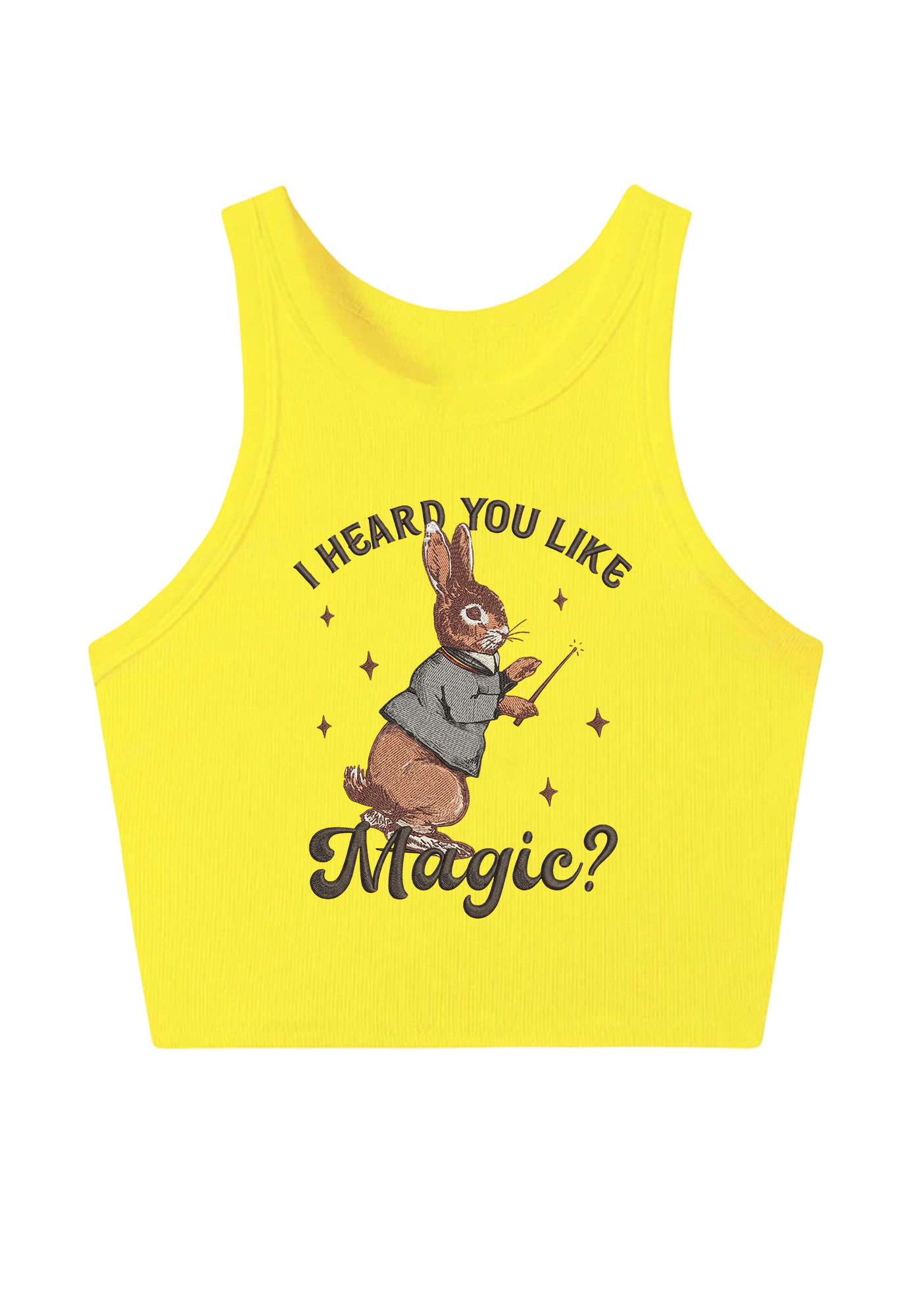 I Heard You Like Magic Embroidery Y2K Crop Tank Top
