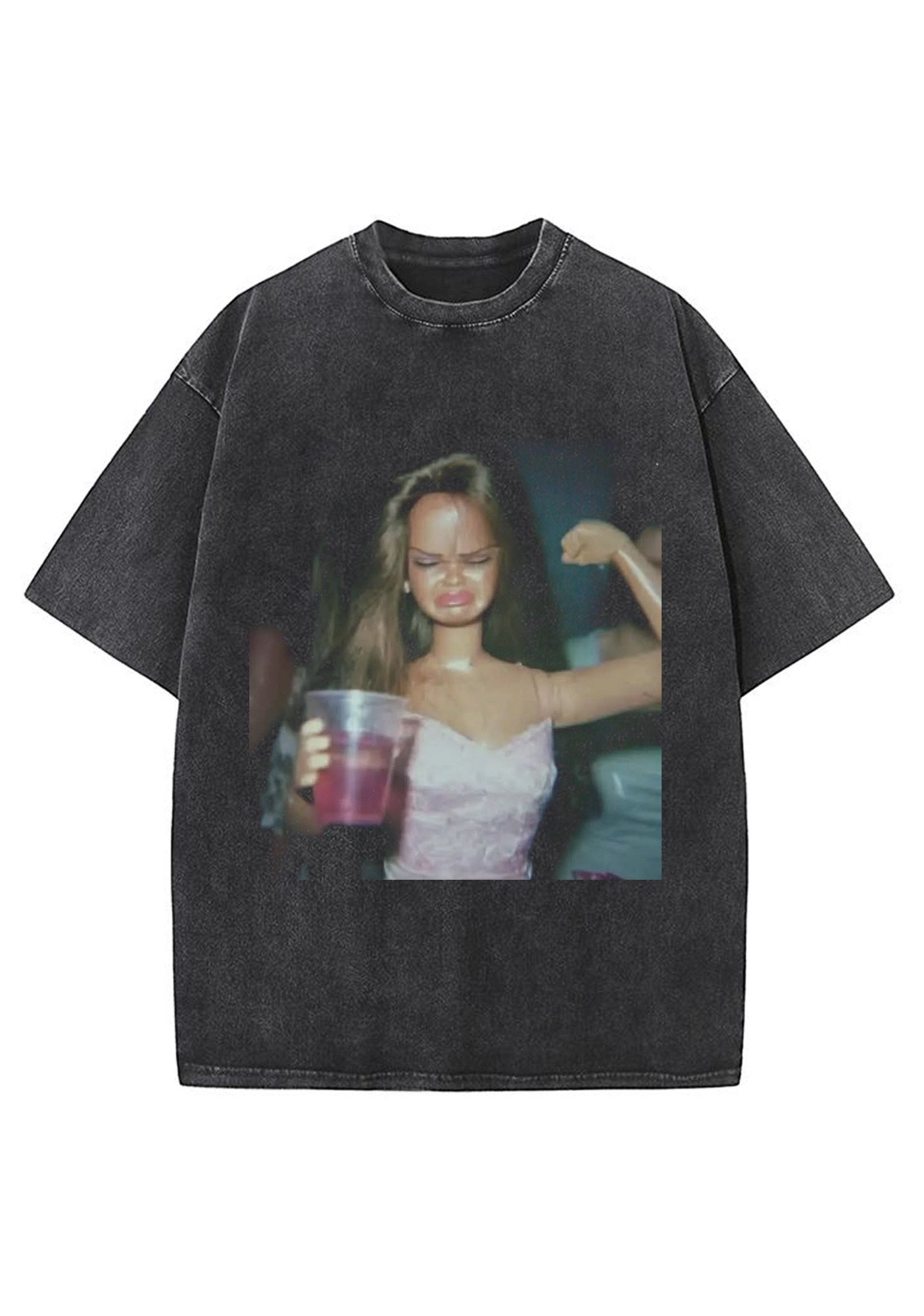 Drunk Party Barbie Meme Y2K Washed Tee