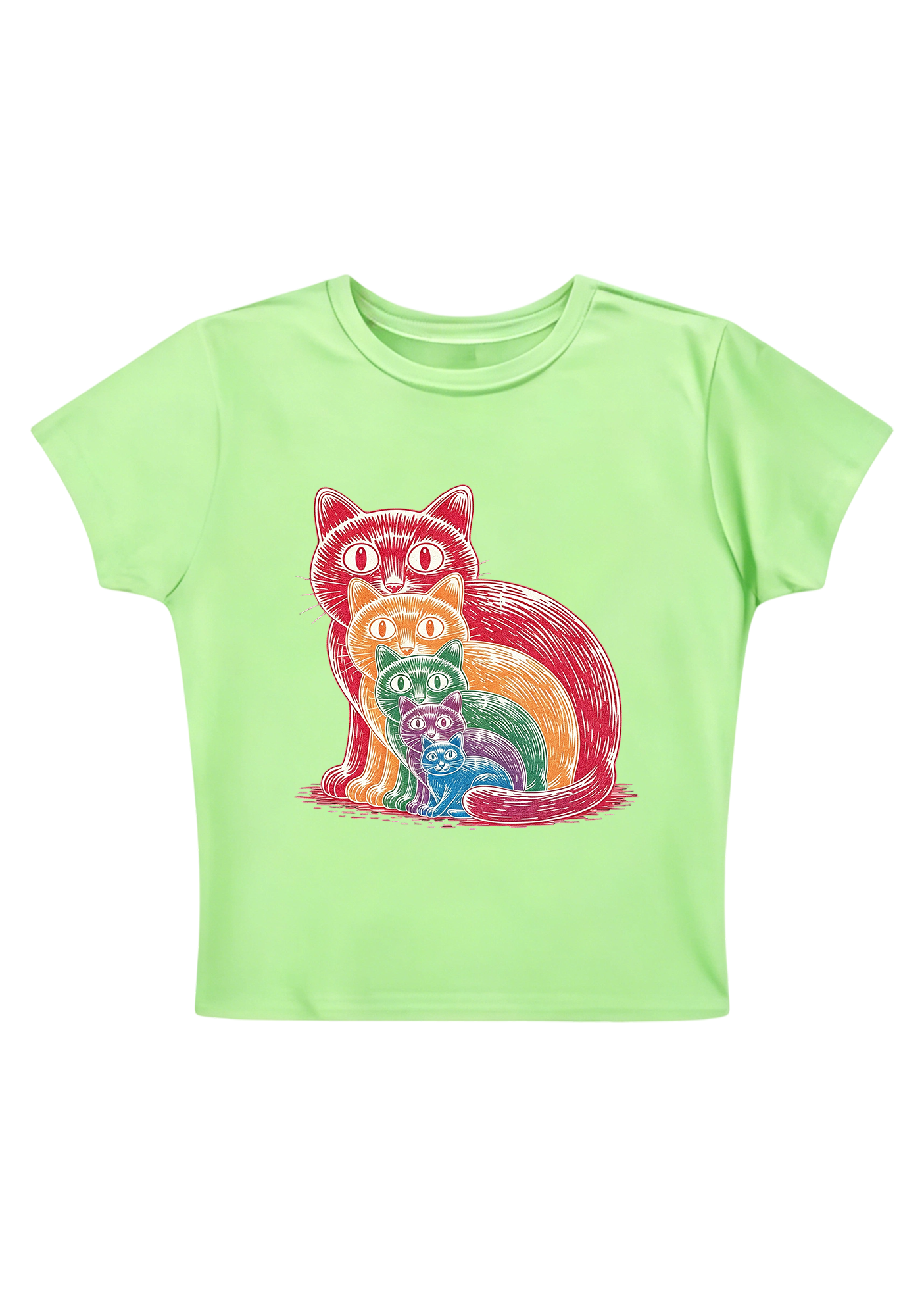 Rainbow Cat Y2K Baby Tee