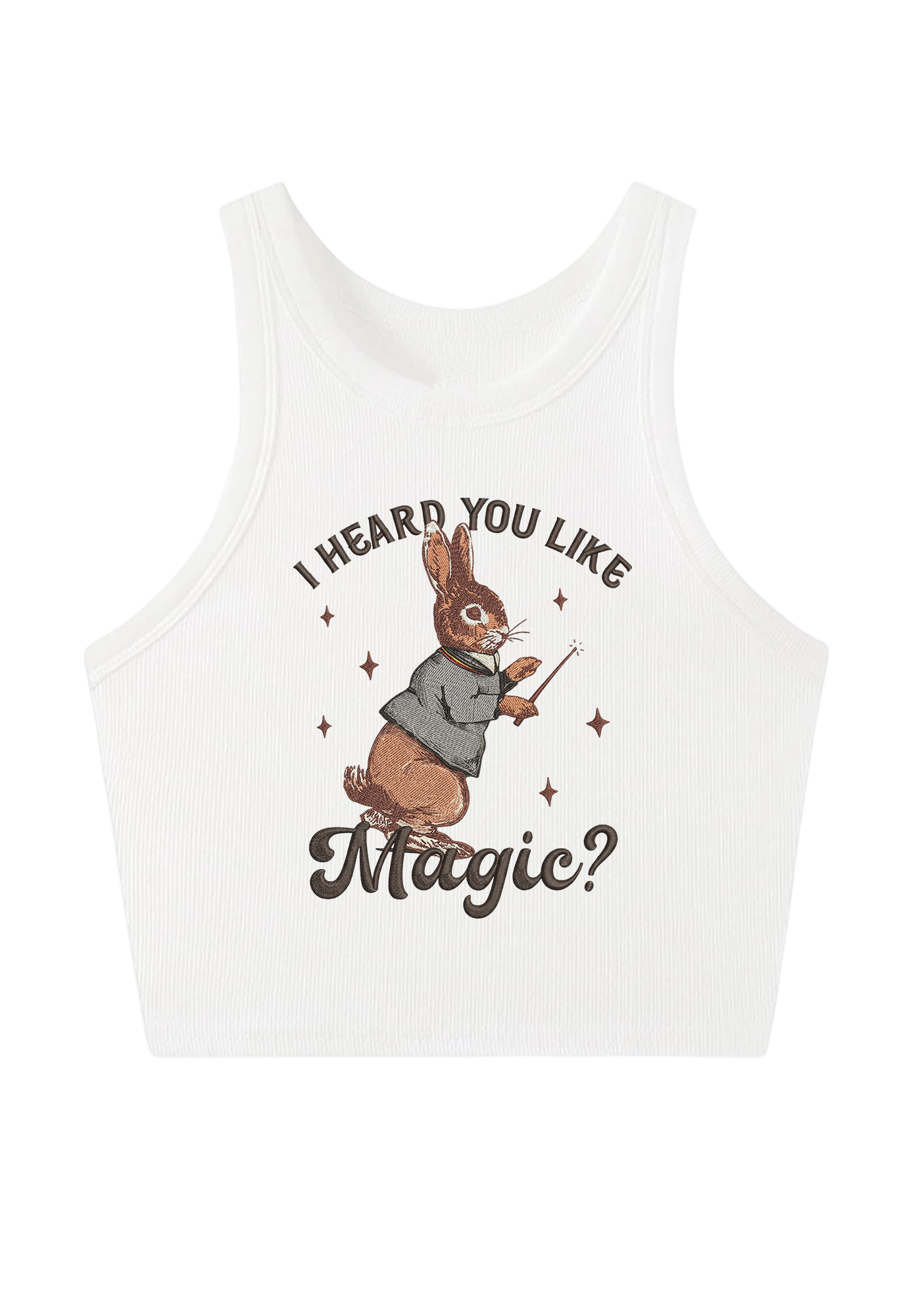 I Heard You Like Magic Embroidery Y2K Crop Tank Top