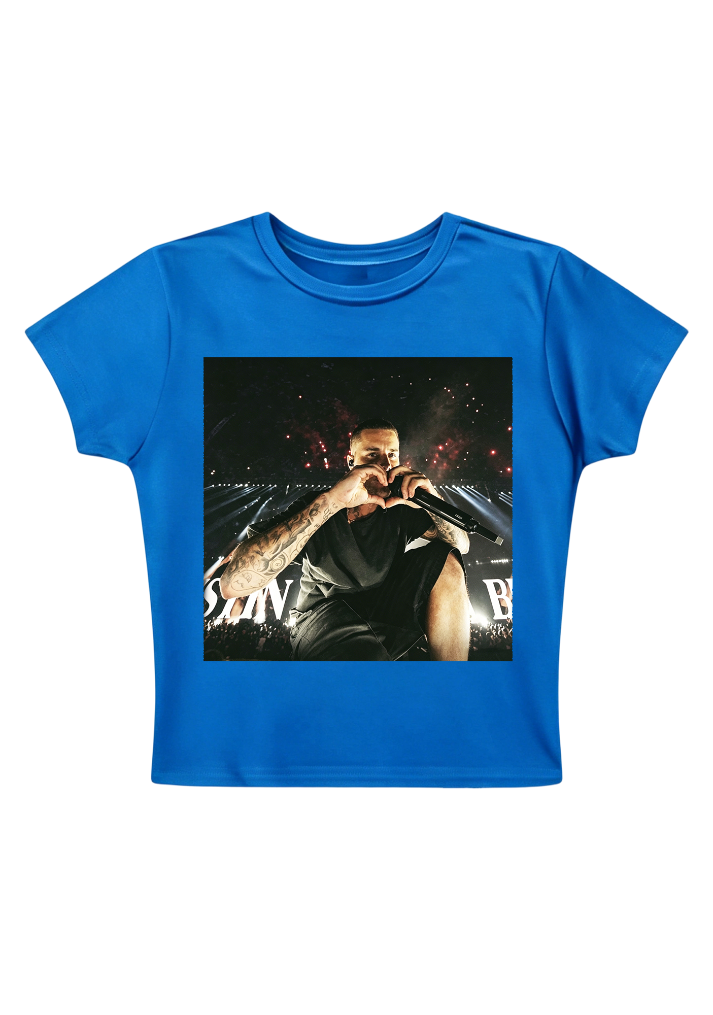 Justin Bieber Live Concert Heart Hands Photo Y2K Baby Tee