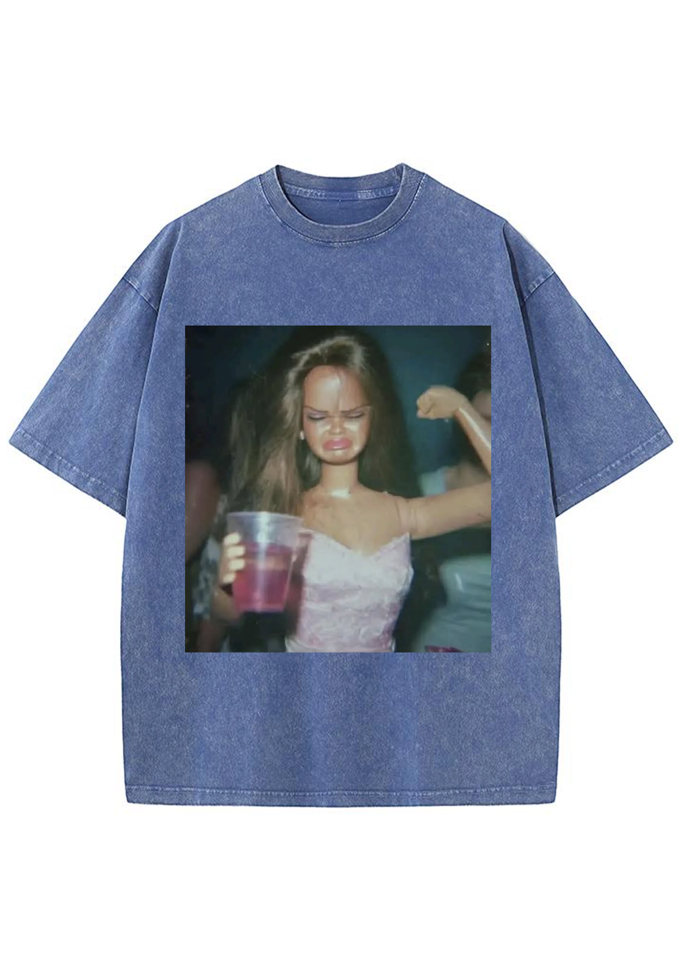 Drunk Party Barbie Meme Y2K Washed Tee