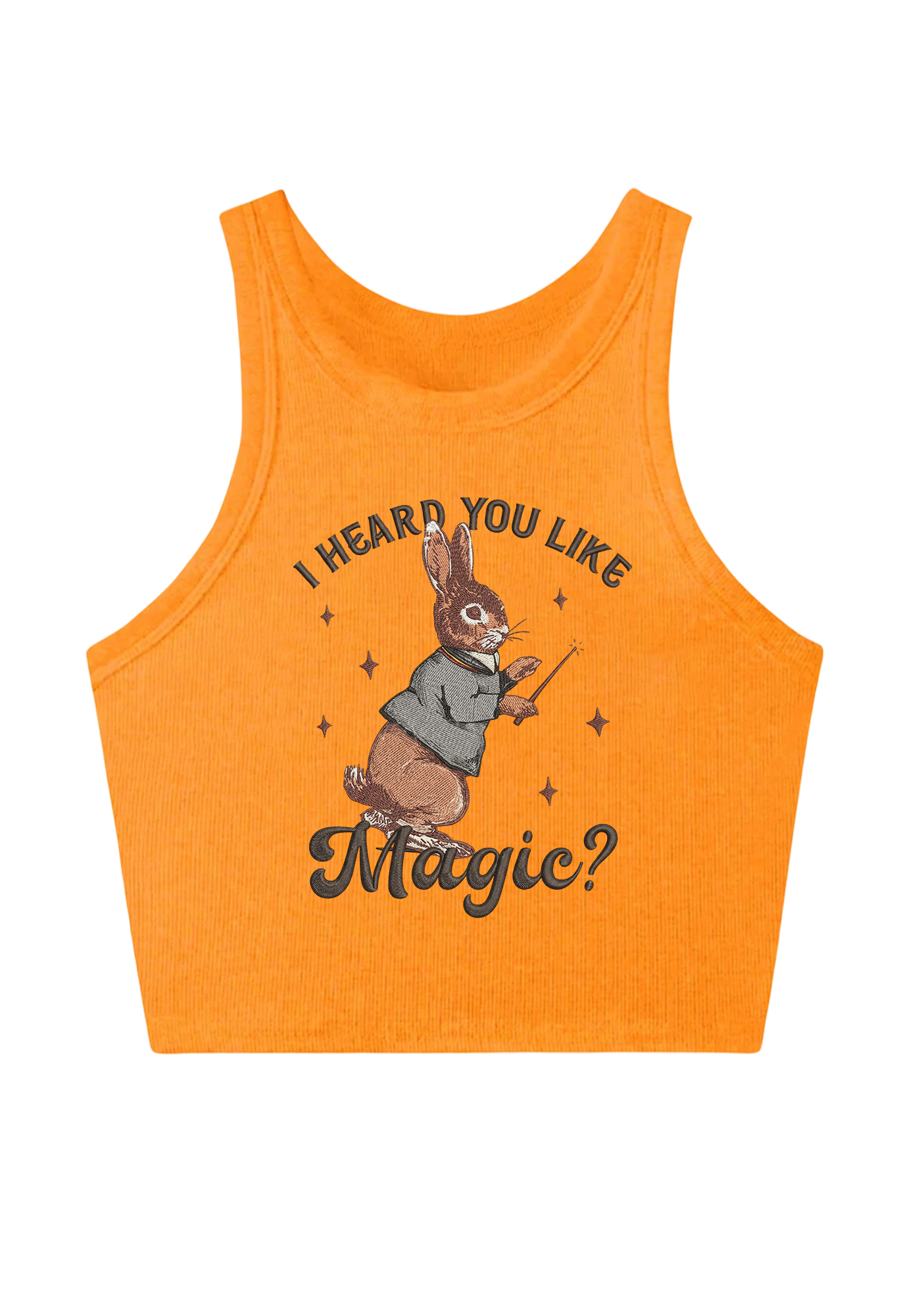 I Heard You Like Magic Embroidery Y2K Crop Tank Top