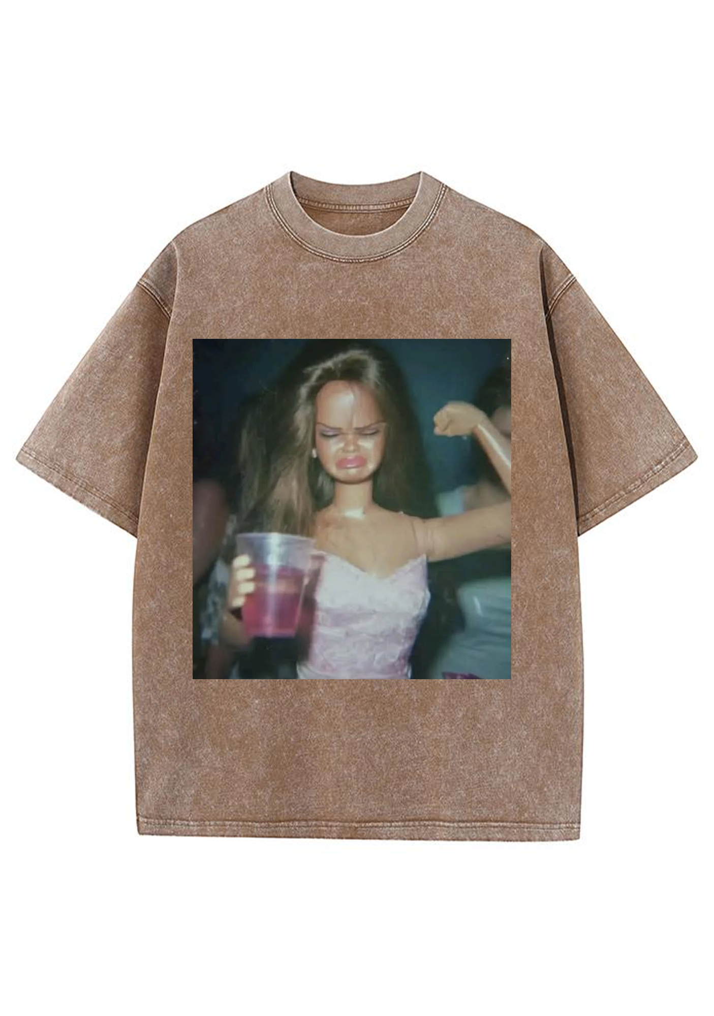 Drunk Party Barbie Meme Y2K Washed Tee