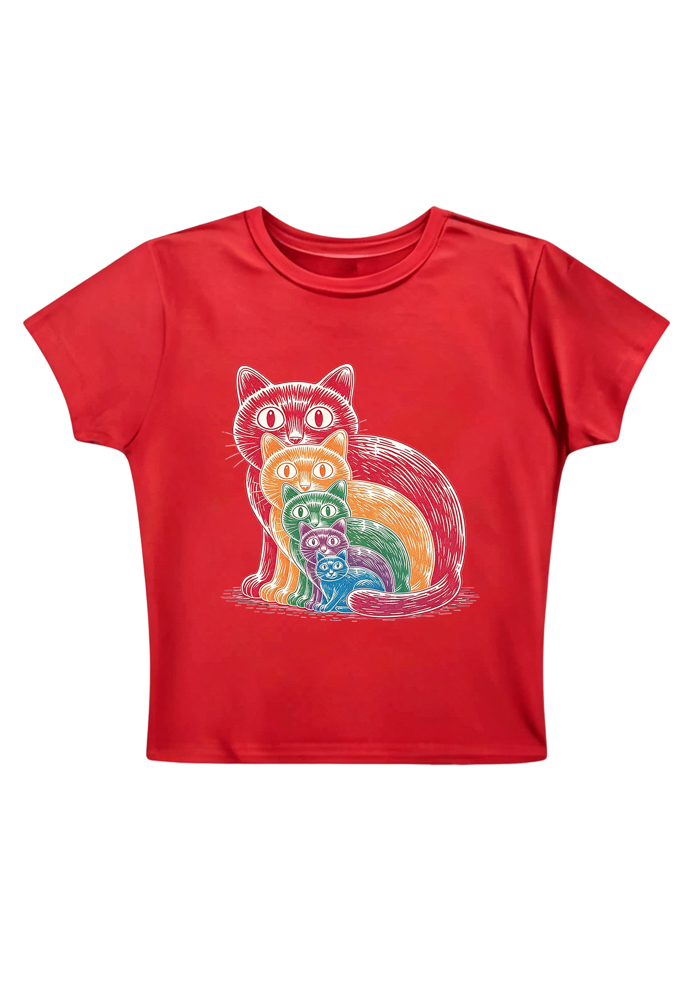 Rainbow Cat Y2K Baby Tee