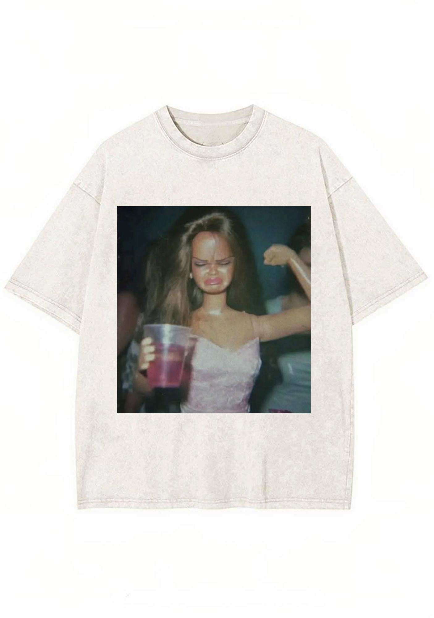 Drunk Party Barbie Meme Y2K Washed Tee