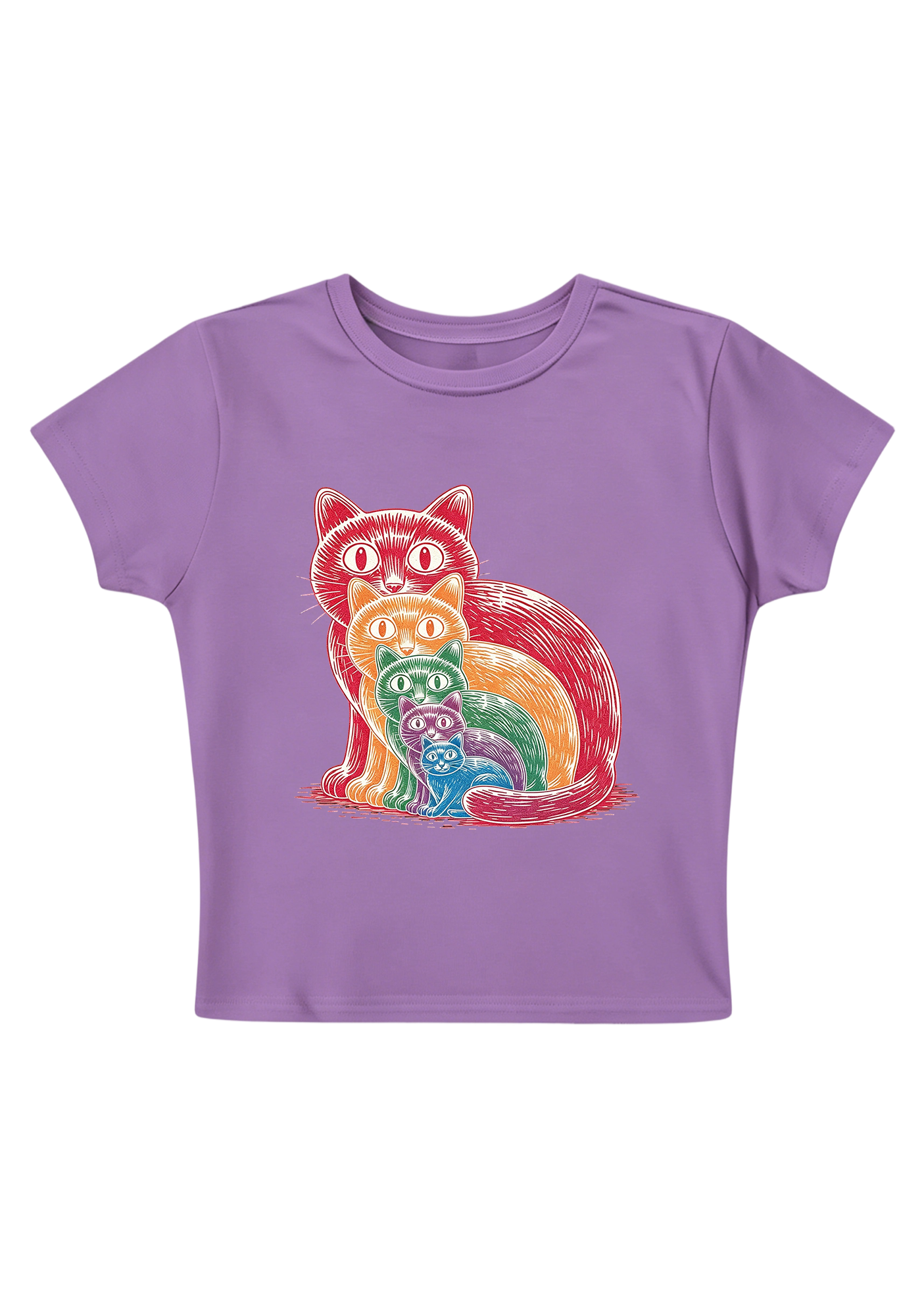 Rainbow Cat Y2K Baby Tee